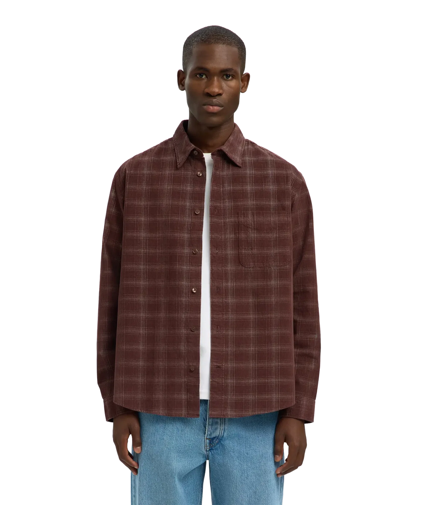Regcord Yd Check Ls Shirt - French Roast Egret - Image 2