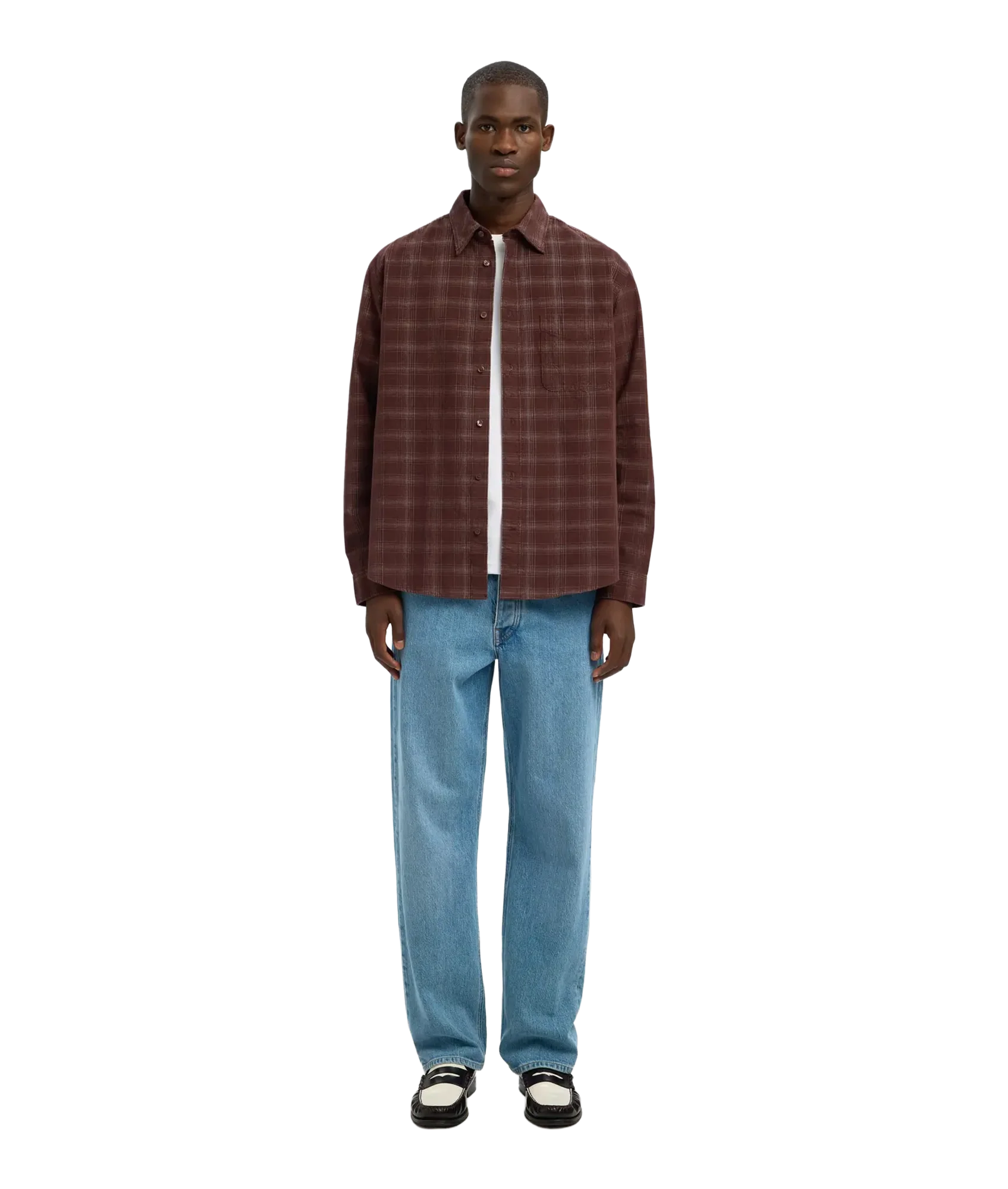 Regcord Yd Check Ls Shirt - French Roast Egret - Image 4