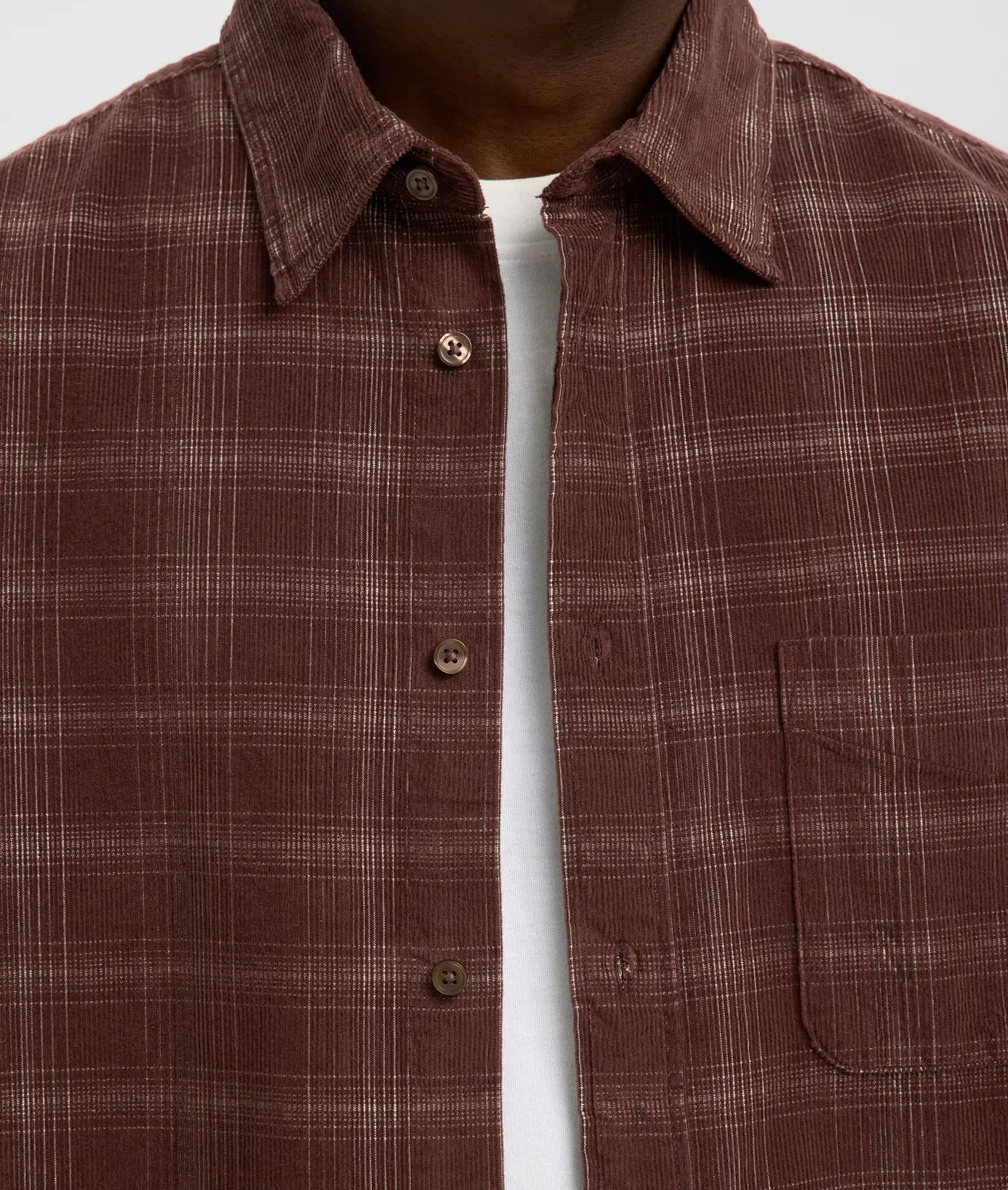 Regcord Yd Check Ls Shirt - French Roast Egret - Image 5