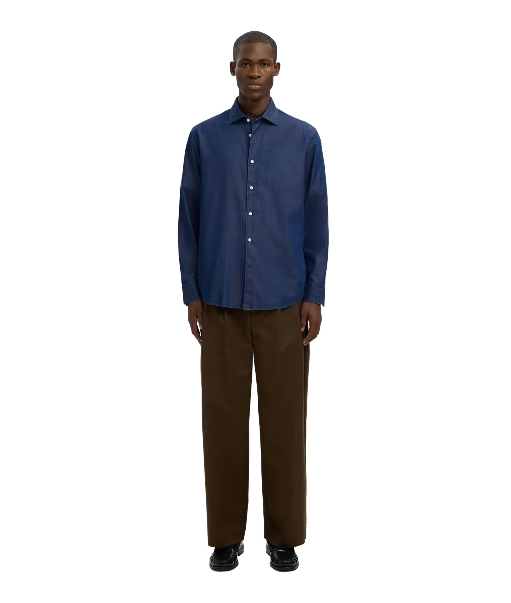 Regleo Denim Ls Shirt Spread - Dark Blue Denim - Image 4