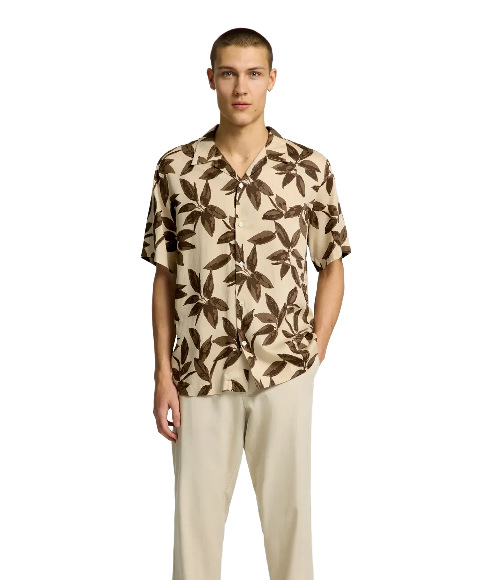 Regnoa Mix Shirt Ss Resort - Oatmeal Floral AOP - Image 2