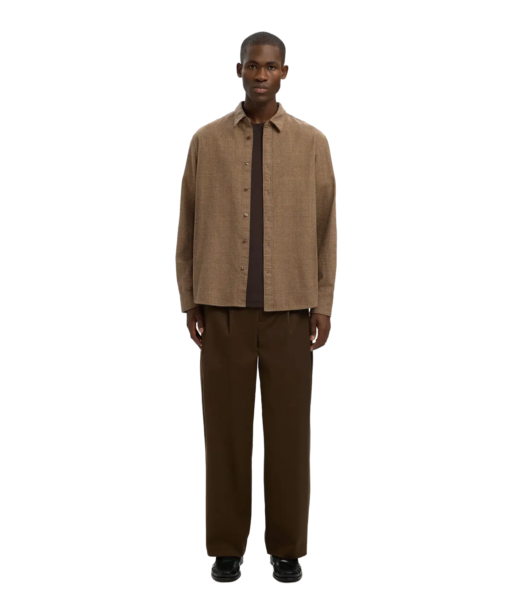 Regnoah Brushed Ls Shirt - Demitasse Oatmeal Checks - Image 4