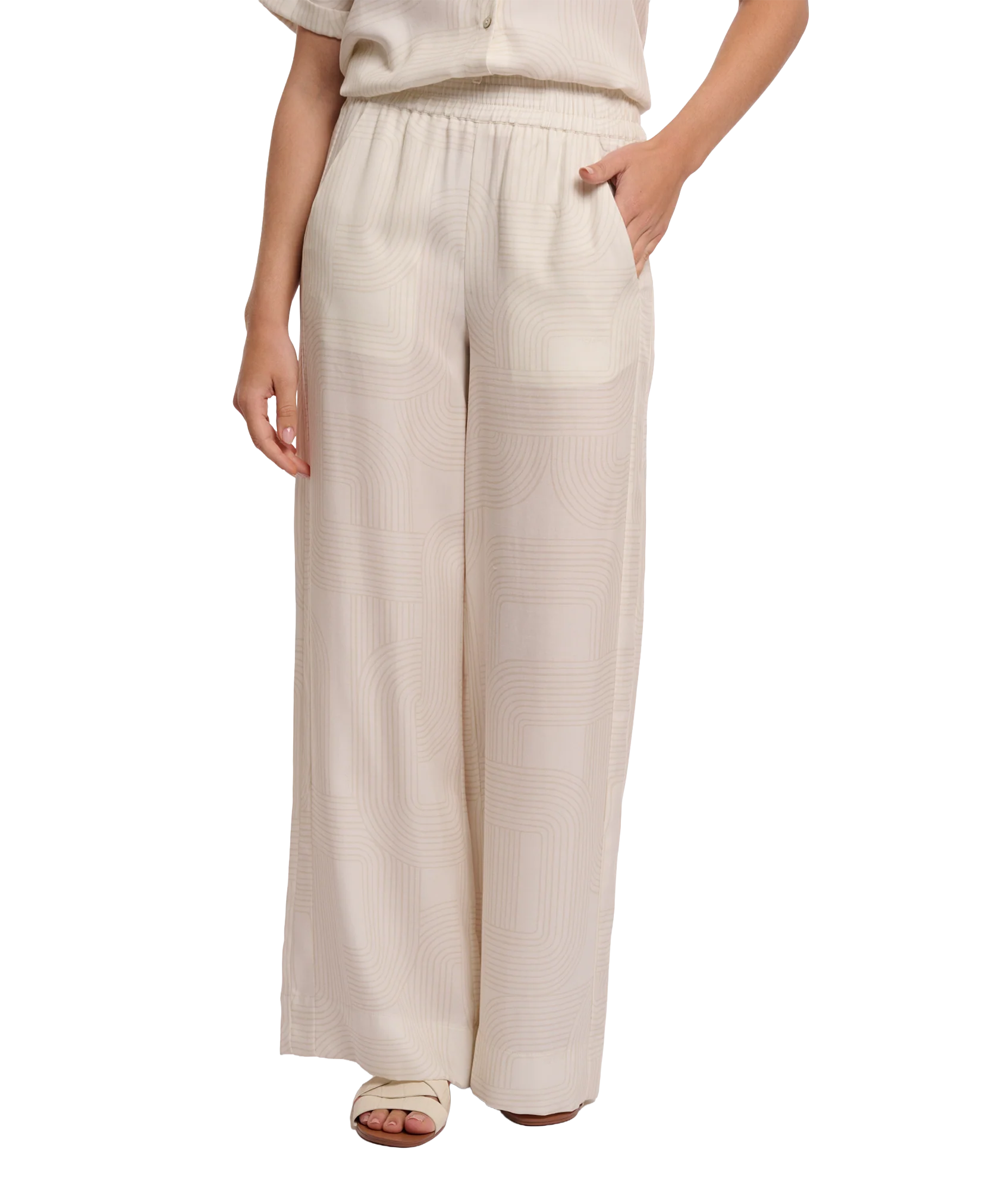 Regular Length Wide Leg Pants - Snow White Labrinth