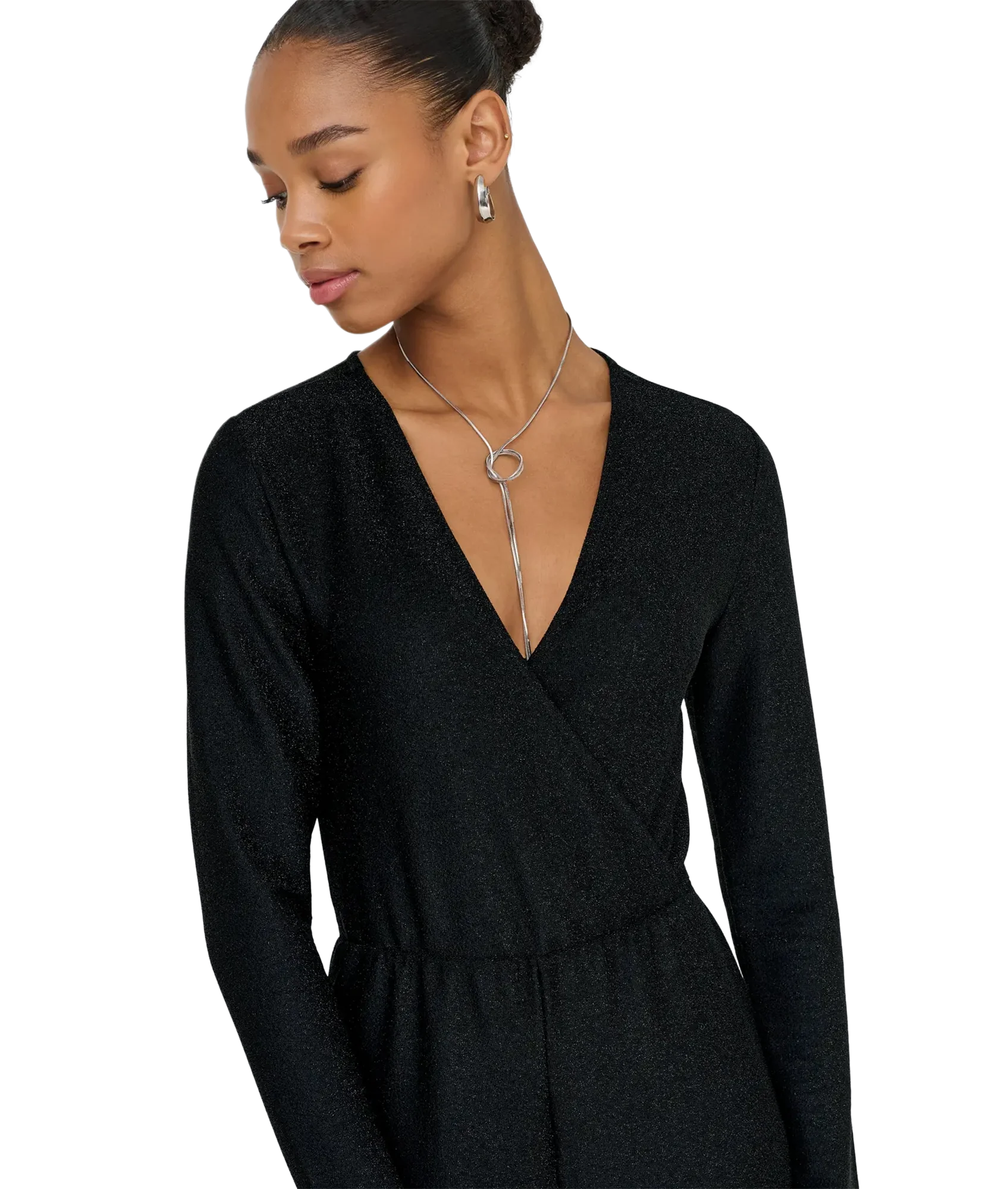 Rich L/S Glitter Jumpsuit Jrs - Black Silver Glitter - Image 3