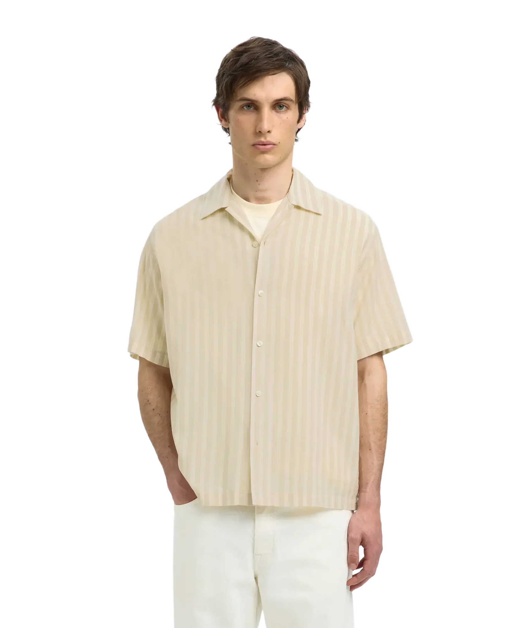 Rlxair Mix Ss Shirt - Oatmeal Stripes - Image 2