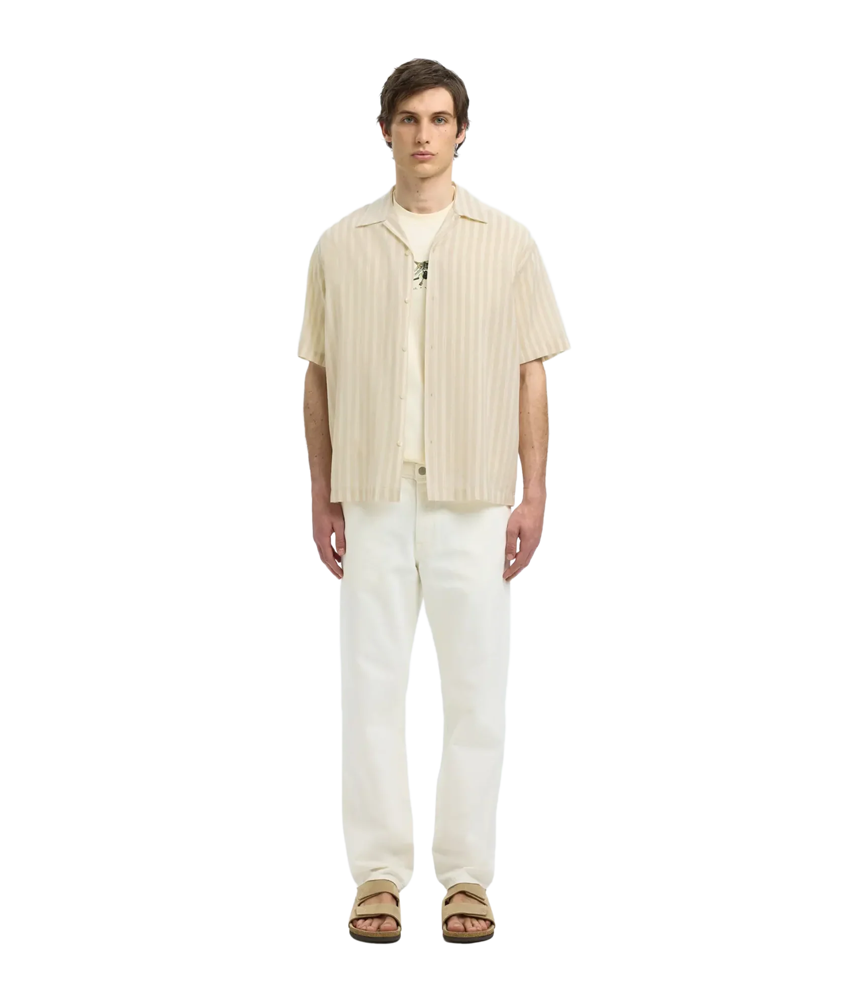 Rlxair Mix Ss Shirt - Oatmeal Stripes - Image 4