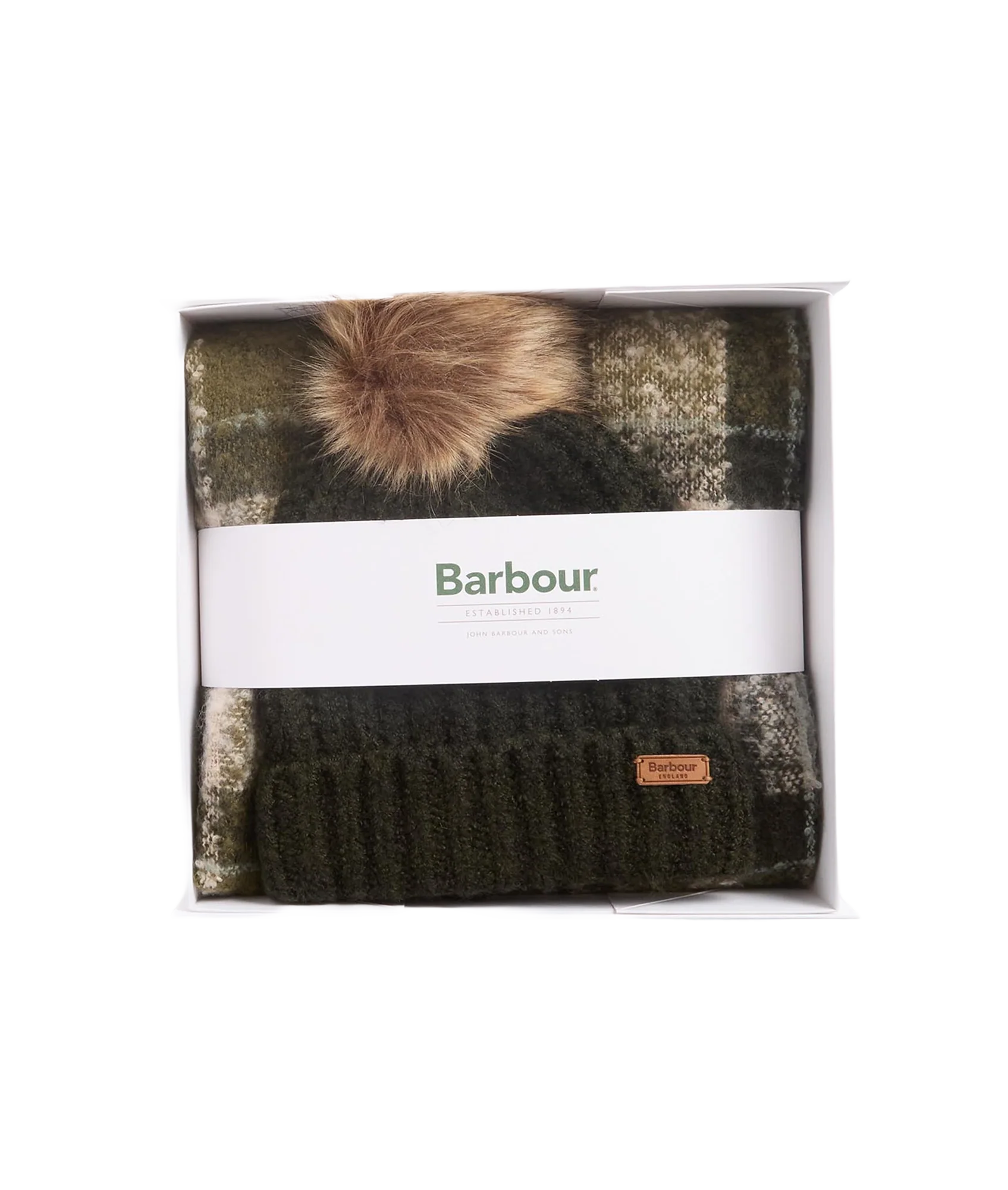 Saltburn Beanie & Tartan Scarf Gift Set - Ancient Loden/Dk Green - Image 2