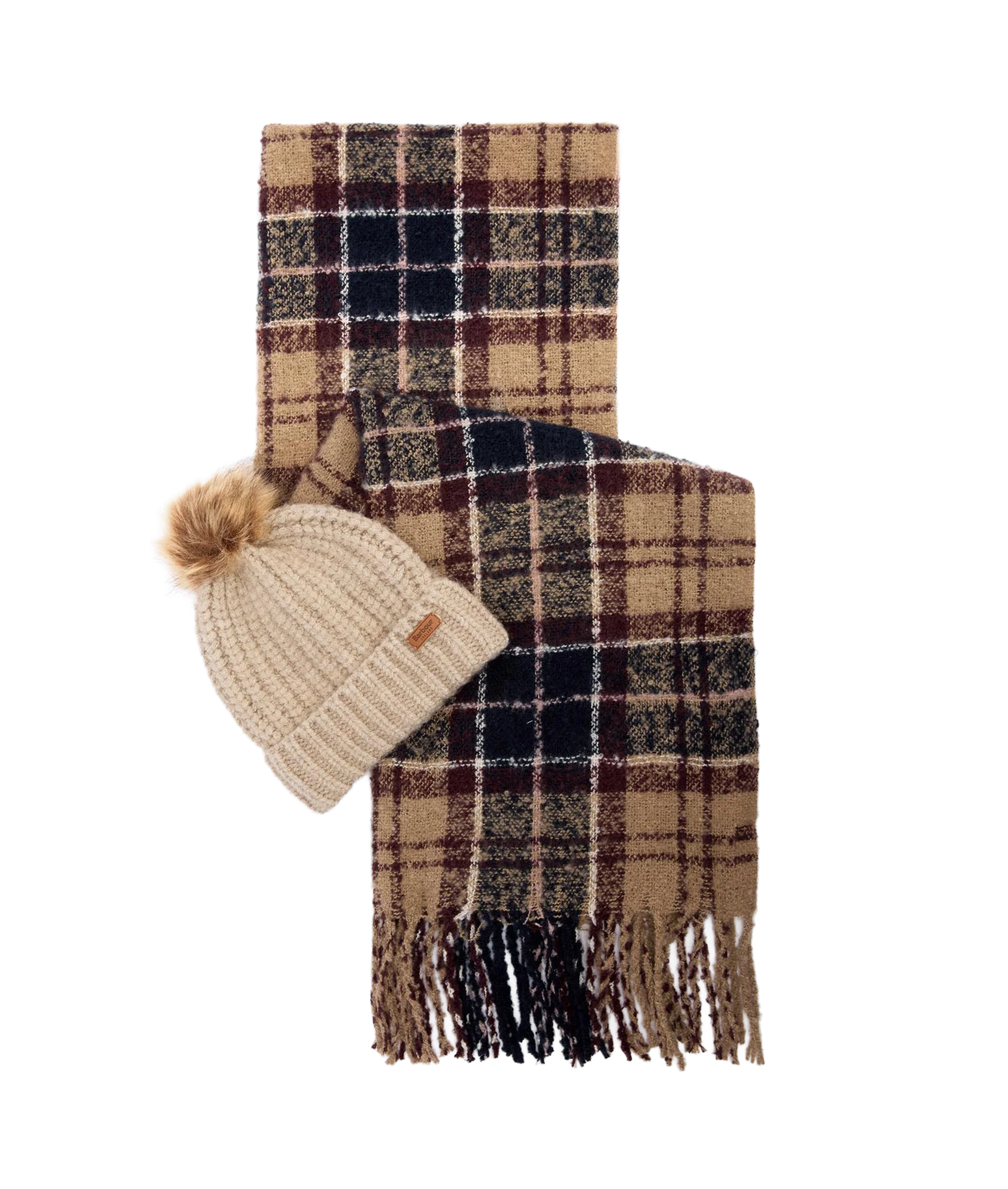 Saltburn Beanie & Tartan Scarf Gift Set - Gardenia Tartan