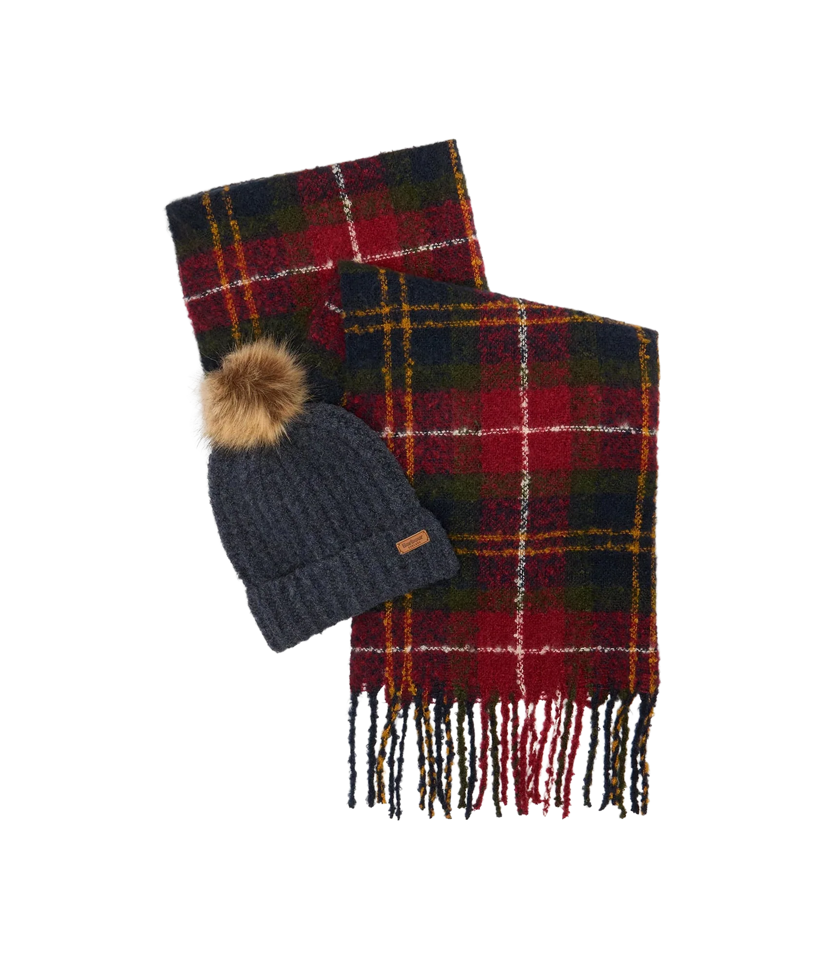 Saltburn Beanie & Tartan Scarf Gift Set - Winterberry Tartan