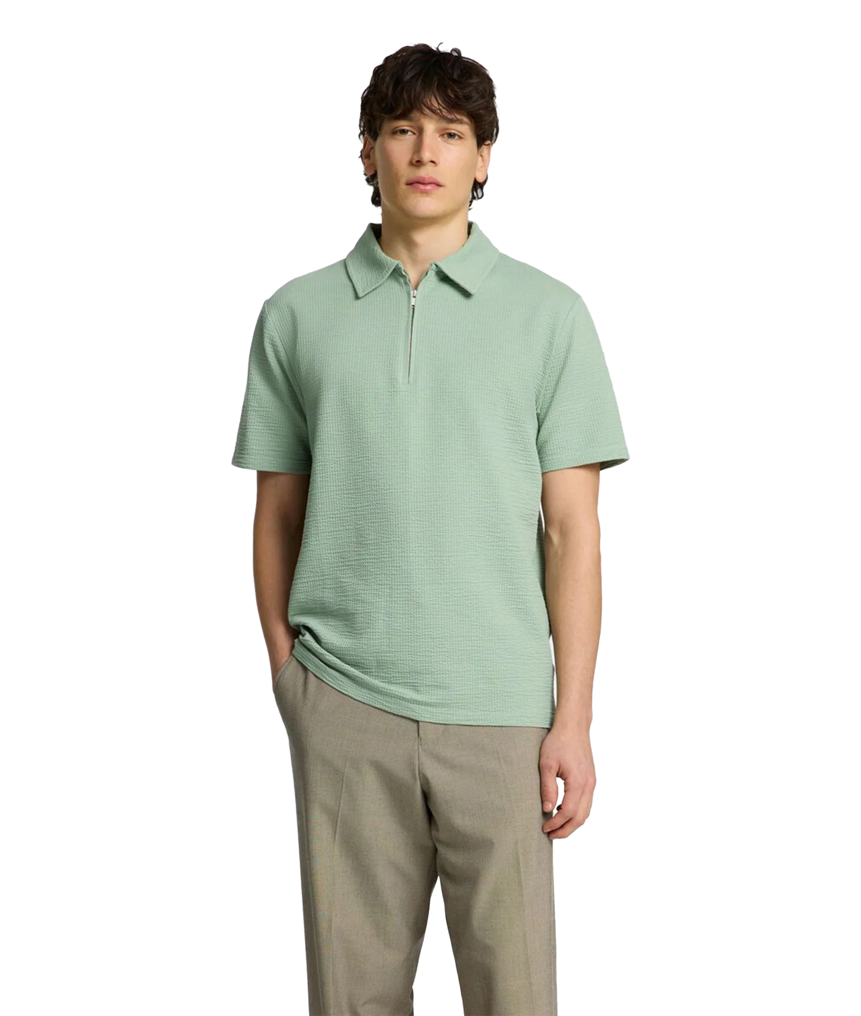 Sander Seersucker Polo - Green - Image 2