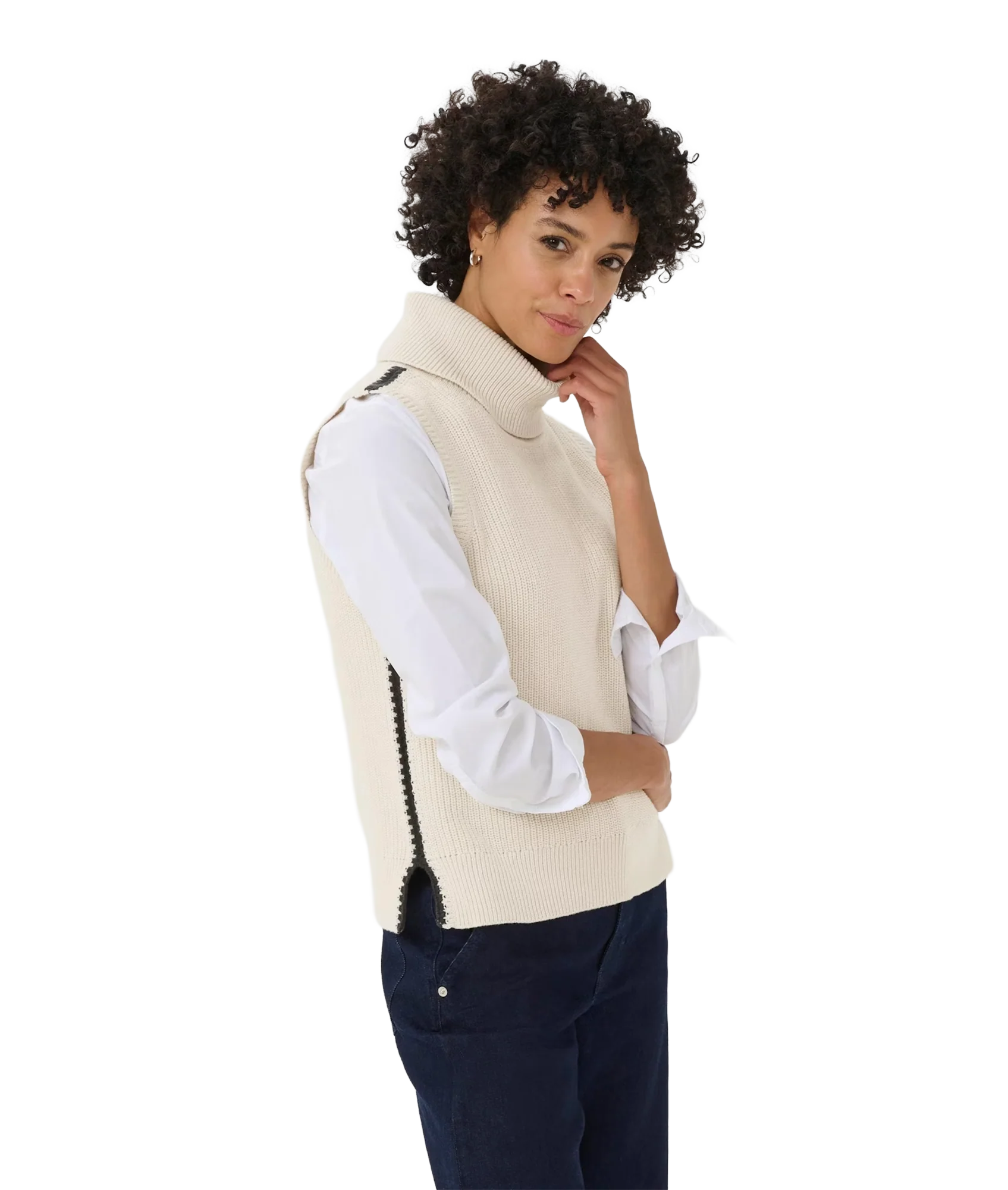 Sella Waistcoat - Whitecap Gray/Dark Navy Stitch - Image 3