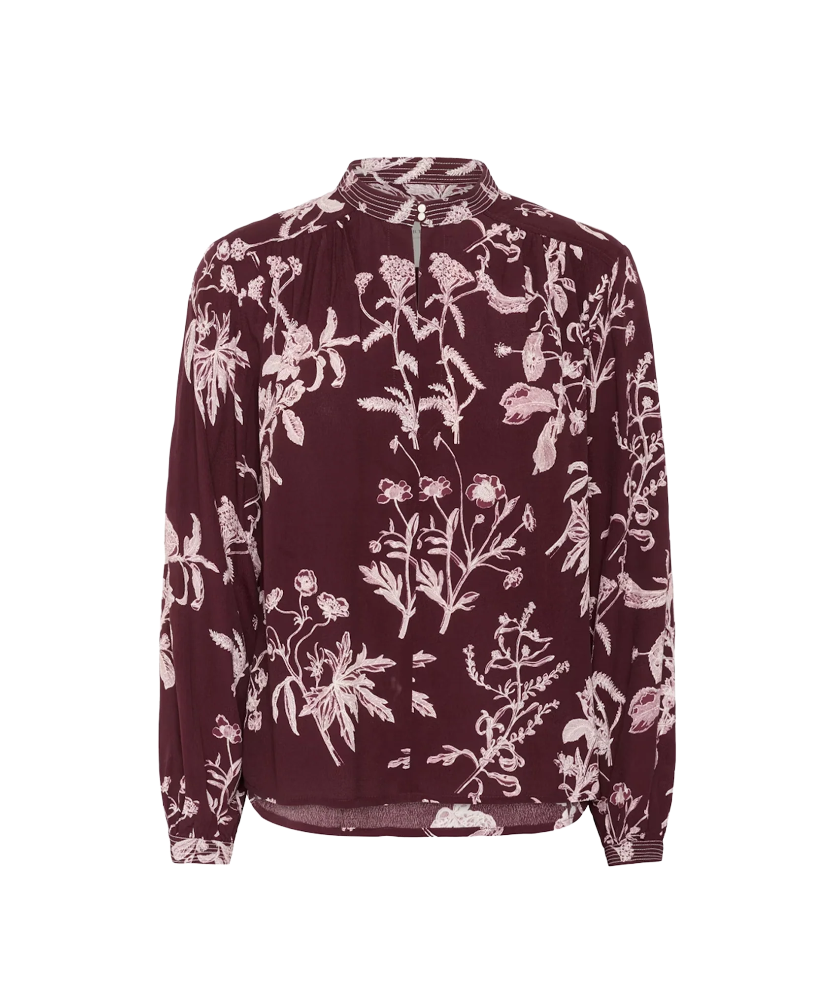 Shiroma Blouse - Tawny Port Botanical Print