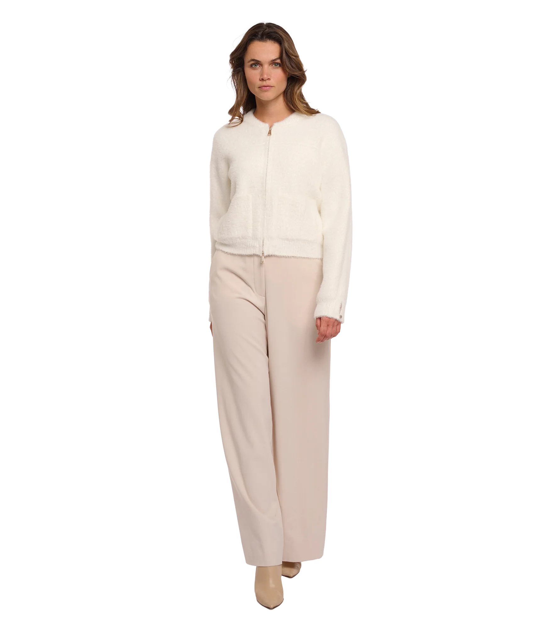 Short Cardigan With Zipper Closure - Snow White - Image 2