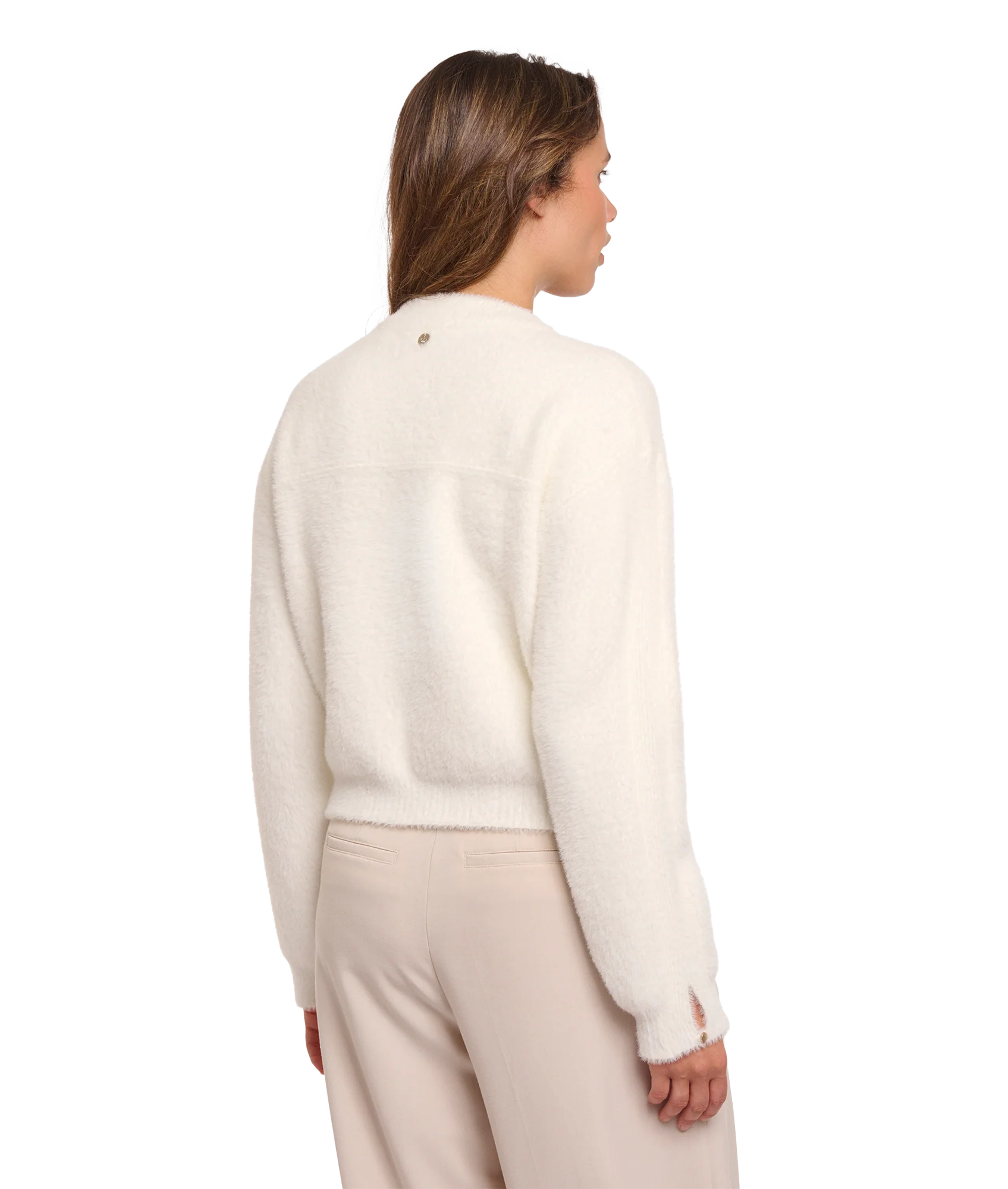 Short Cardigan With Zipper Closure - Snow White - Image 3