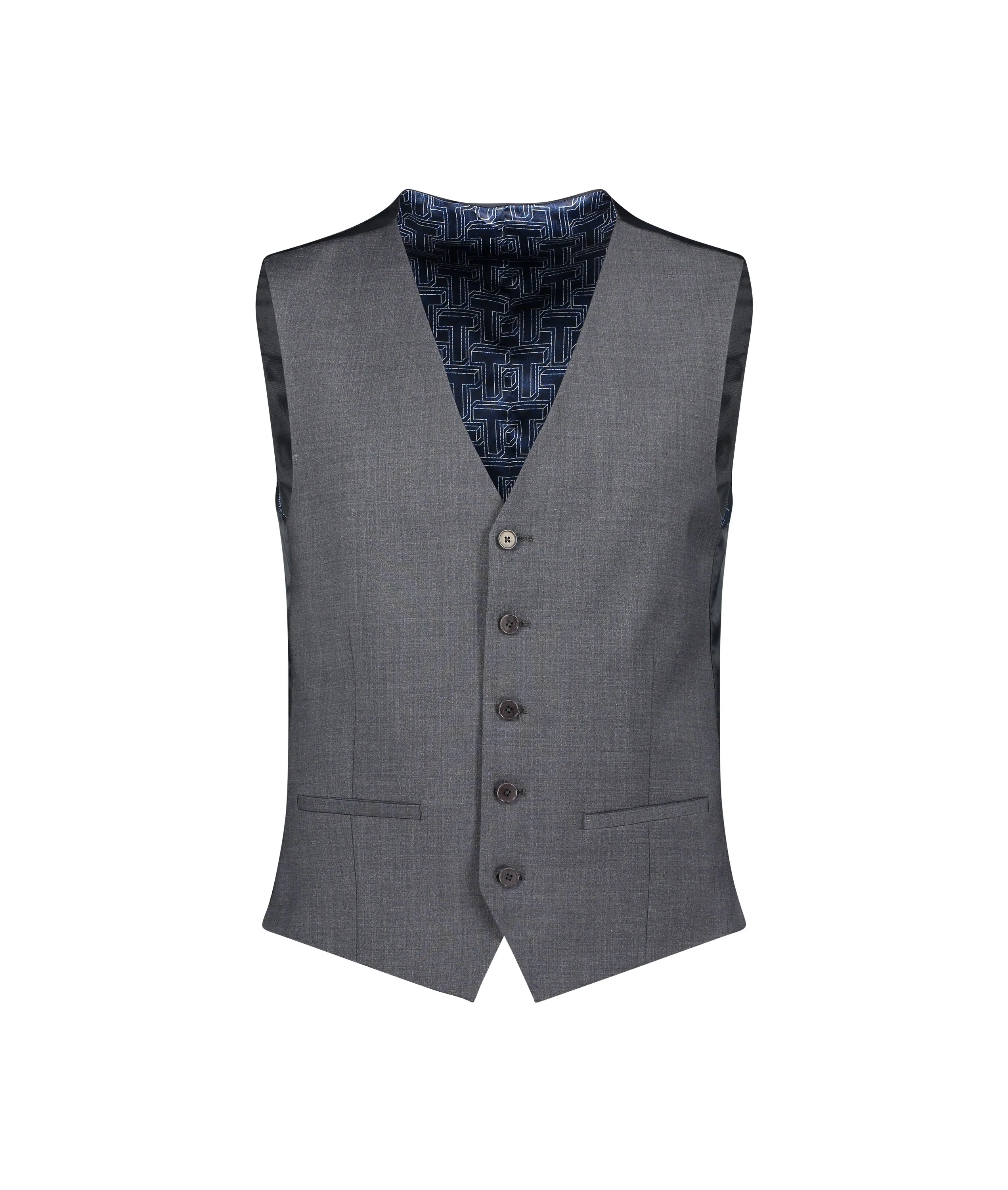 Slim Fit Charcoal Panama Waistcoat - Charcoal