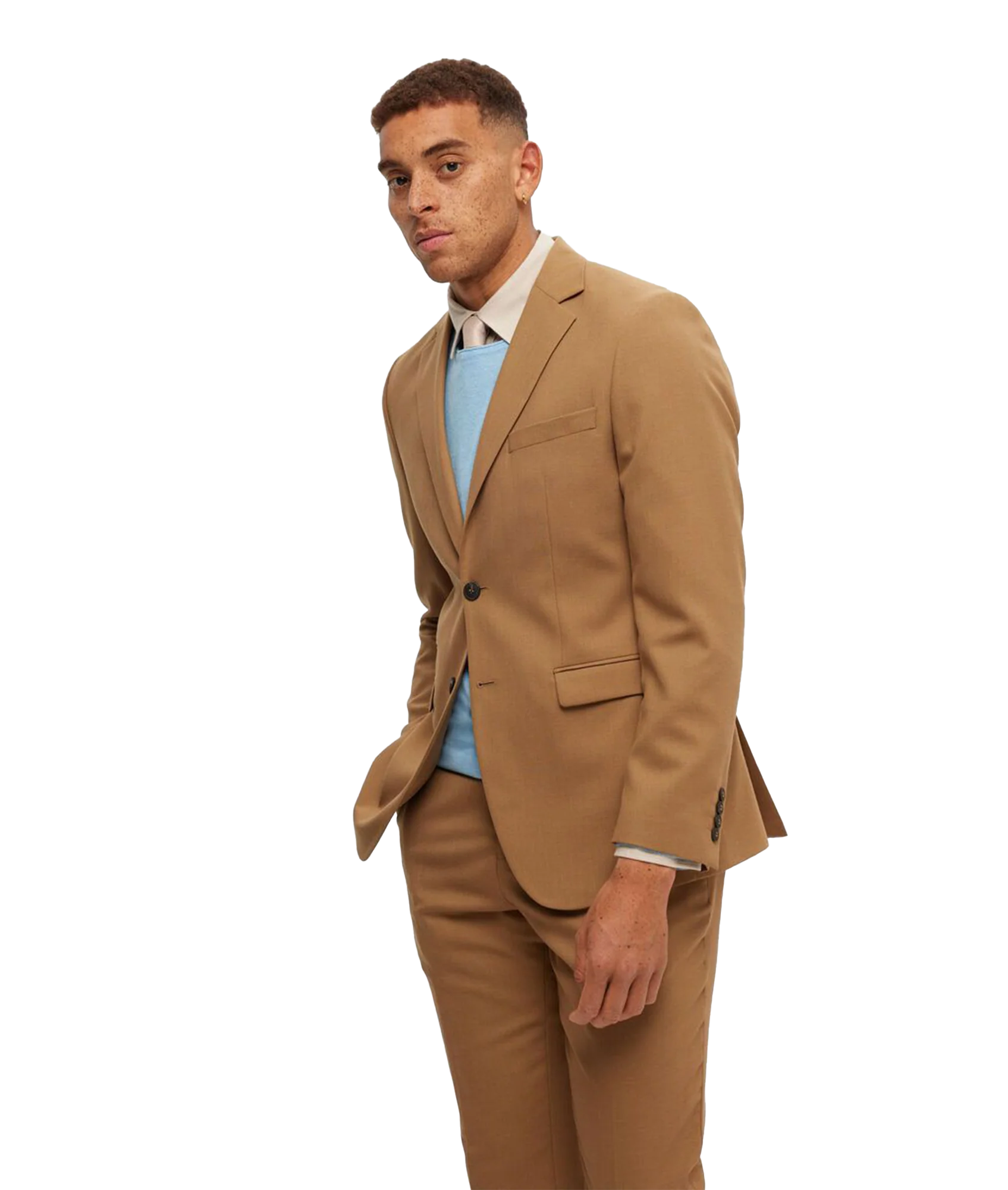 Slim Owen Brushed Shirt - Cream - Image 3