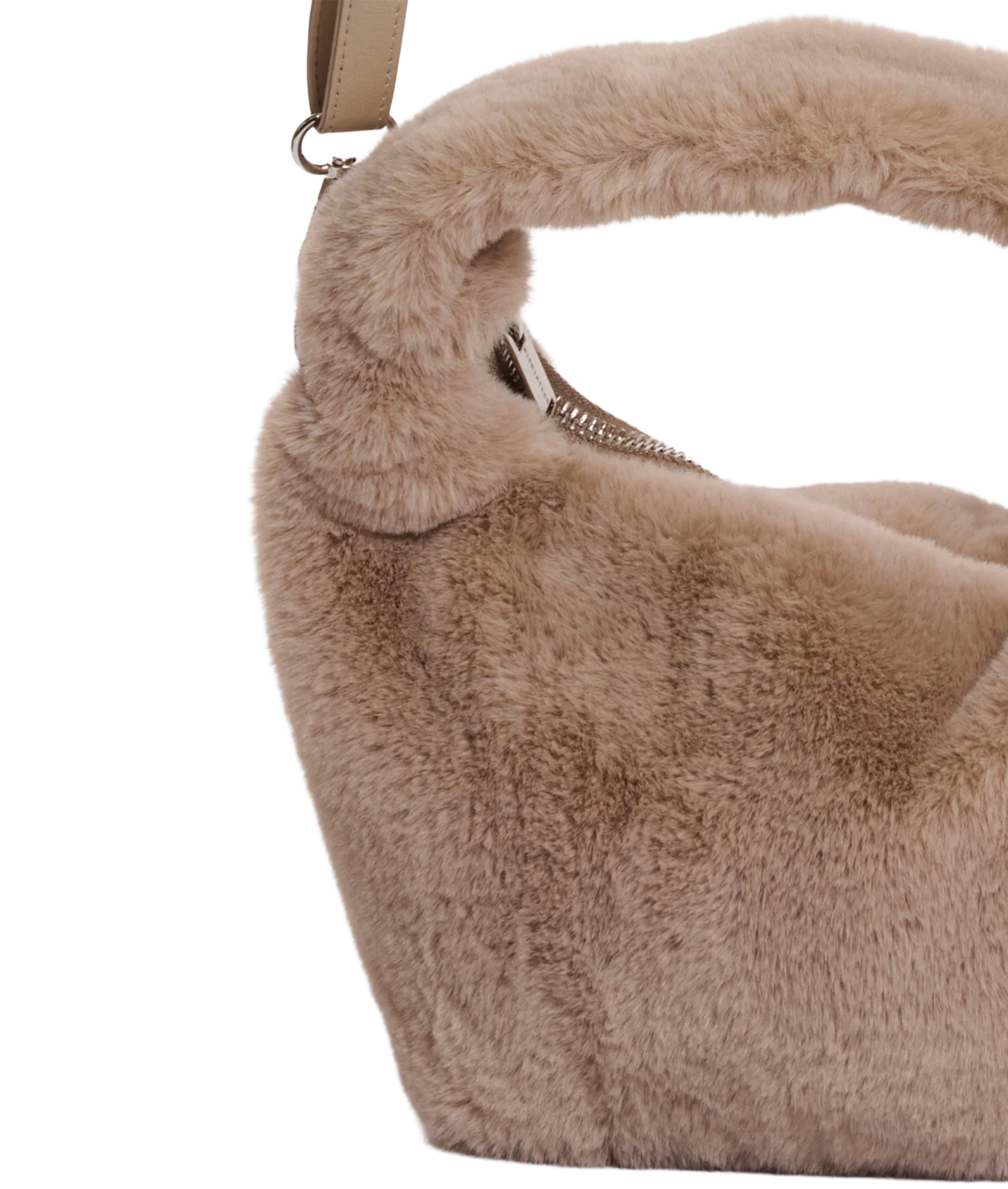 Small Faux Fur Crossbody Bag - Oat