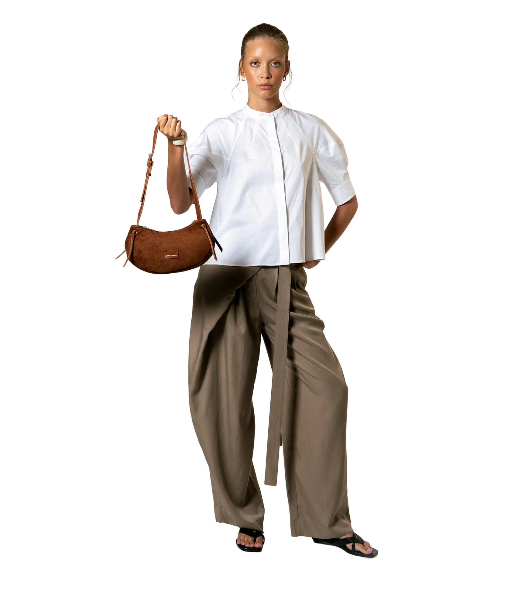 Small Tassel Slouch Shoulder - Brown - Image 5