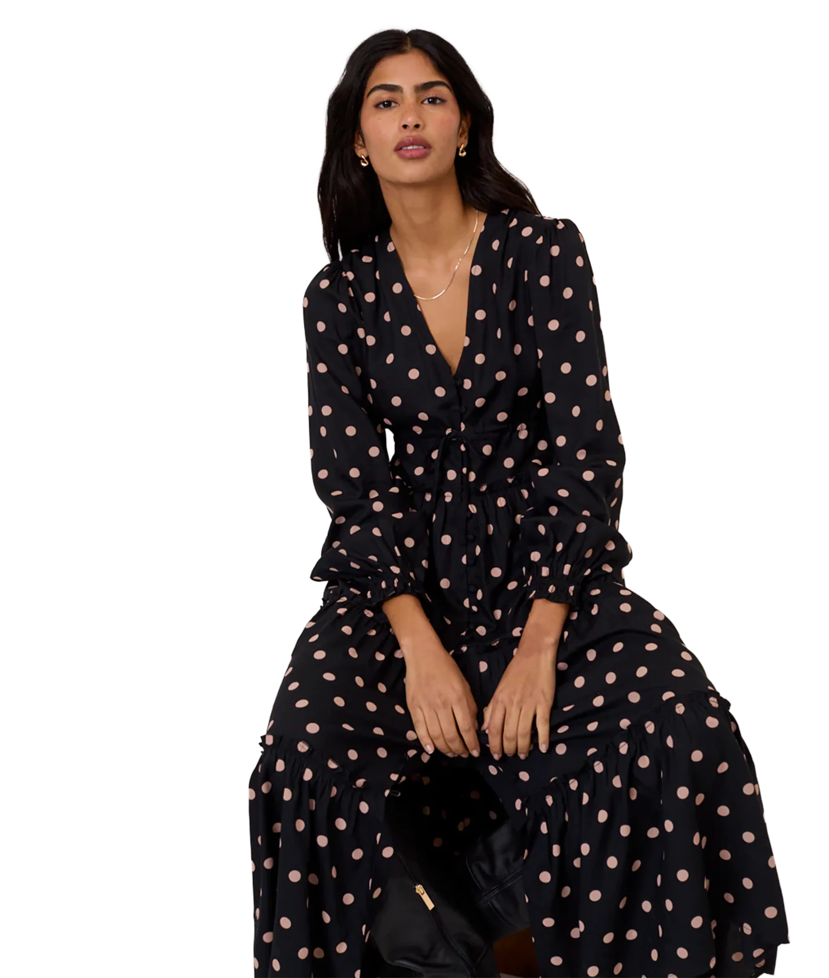 Sofia Midi Dress - Black - Image 3