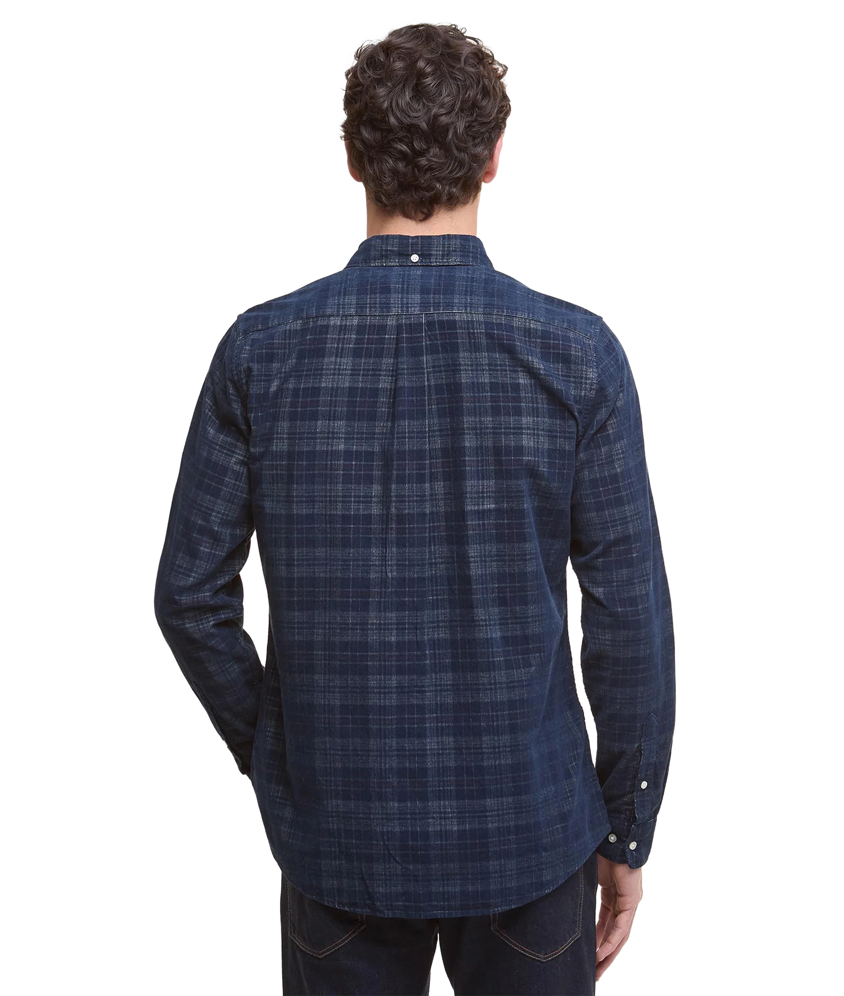 Southfield Tailored Checked Cord Shirt - Dark Navy - Image 3