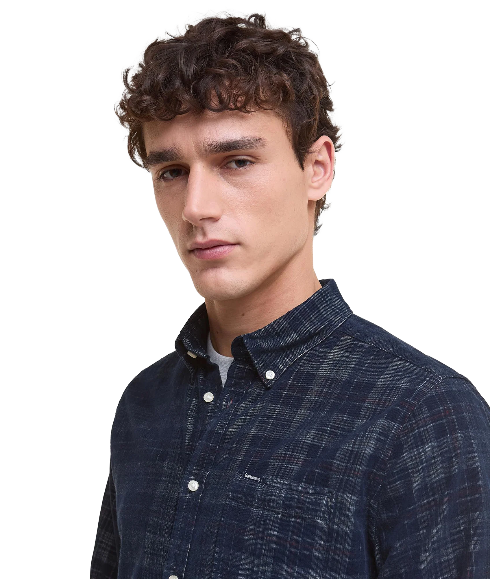 Southfield Tailored Checked Cord Shirt - Dark Navy - Image 4