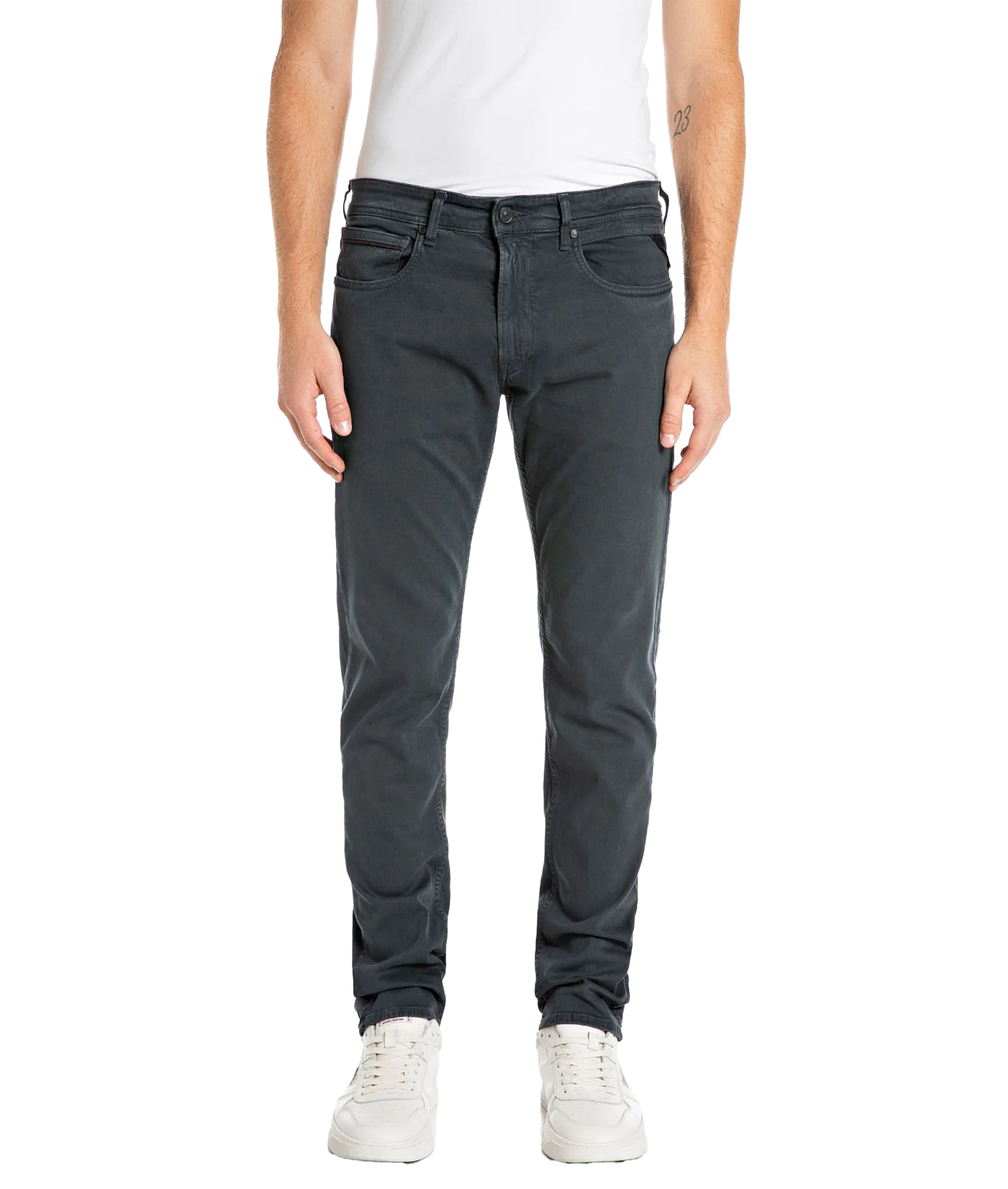 Straight Fit Satin Trousers - Blue