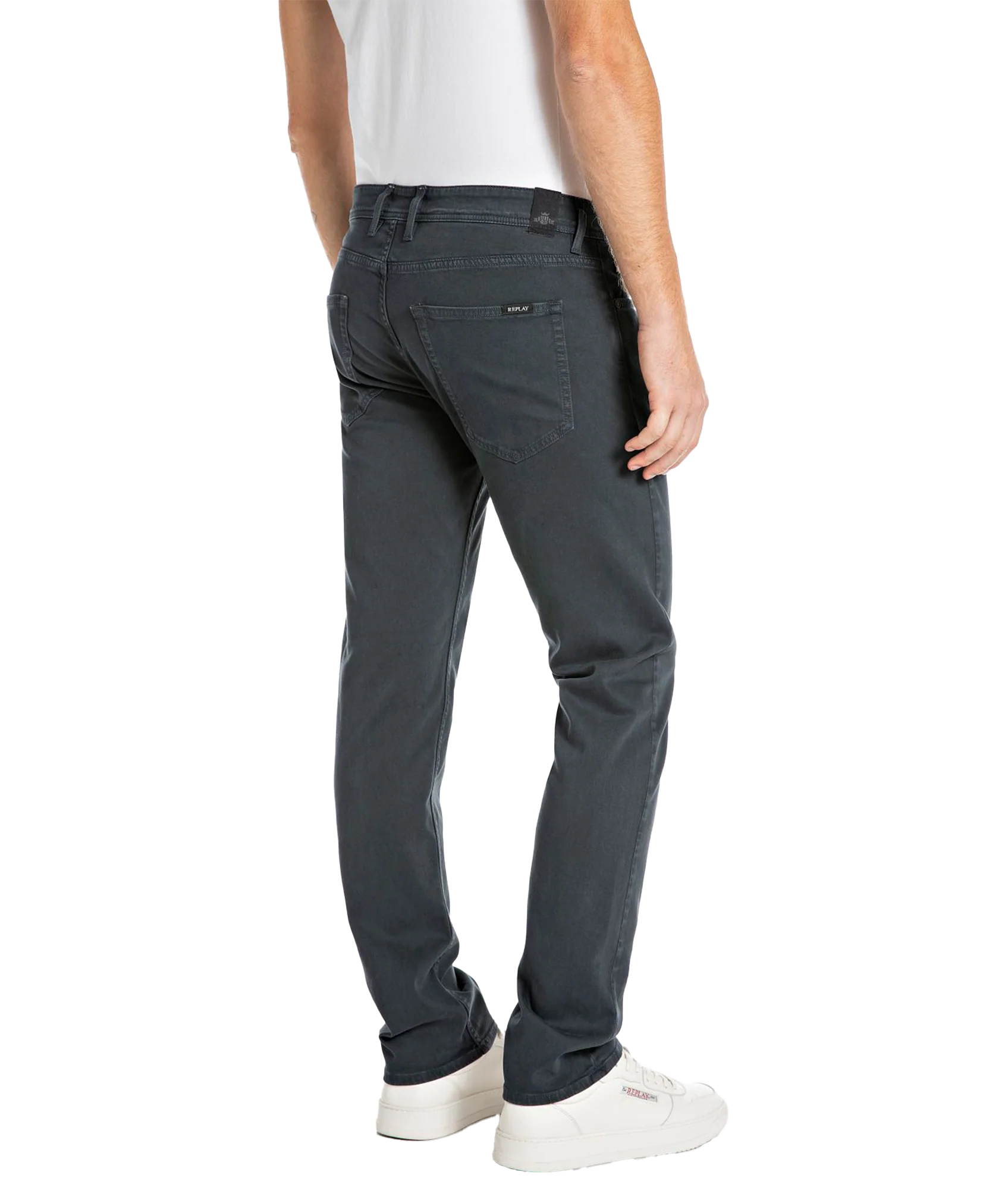 Straight Fit Satin Trousers - Blue - Image 3