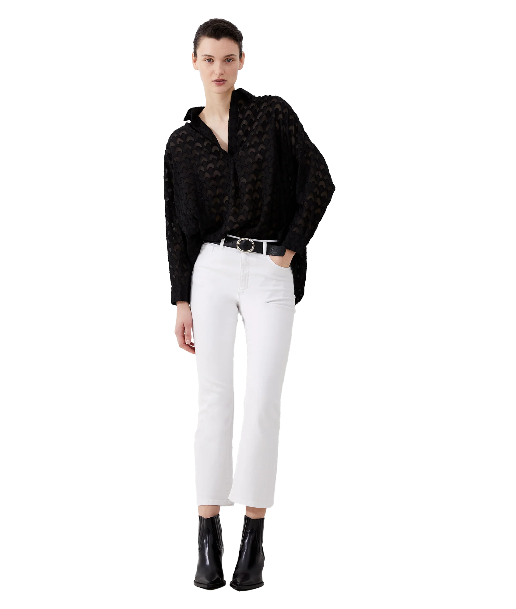 Stretch Ankle Boot Cut Jean - White - Image 2