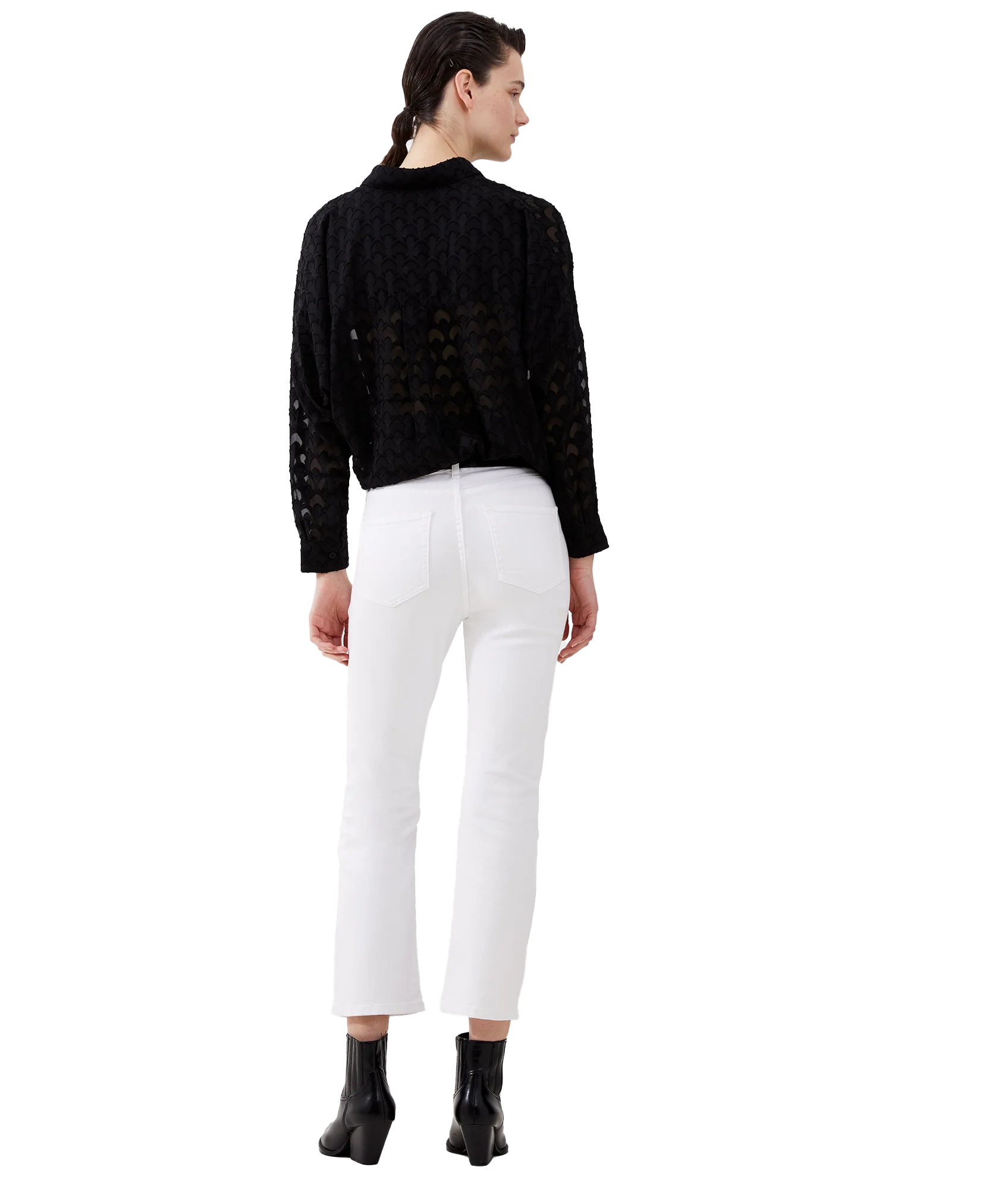 Stretch Ankle Boot Cut Jean - White - Image 3