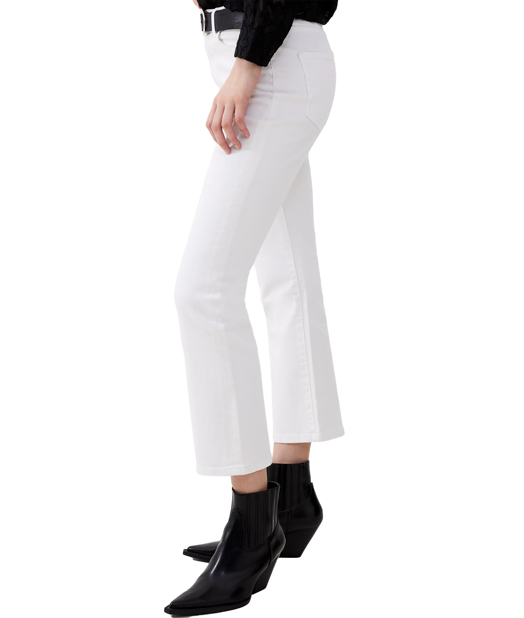 Stretch Ankle Boot Cut Jean - White - Image 4