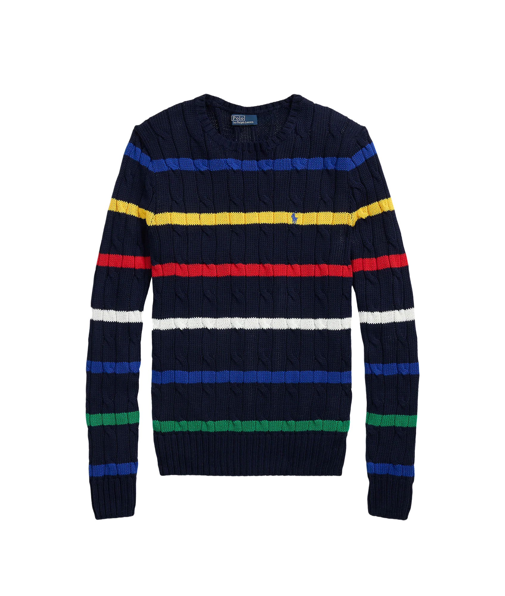 Striped Cable-Knit Cotton Sweater - Multi