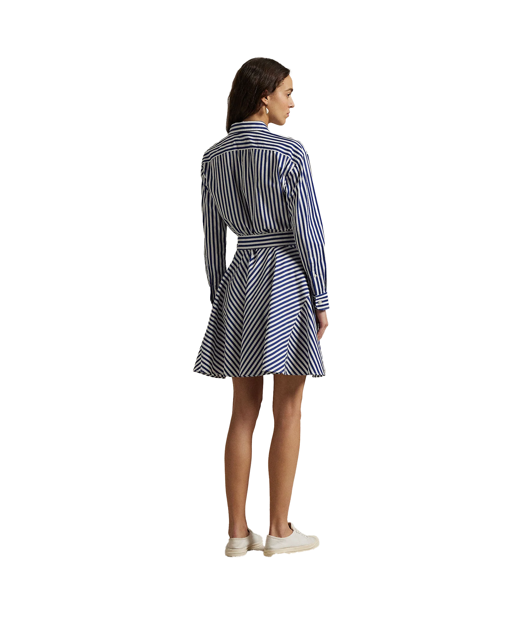 Striped Cotton Paneled Shirtdress - Blue - Image 4