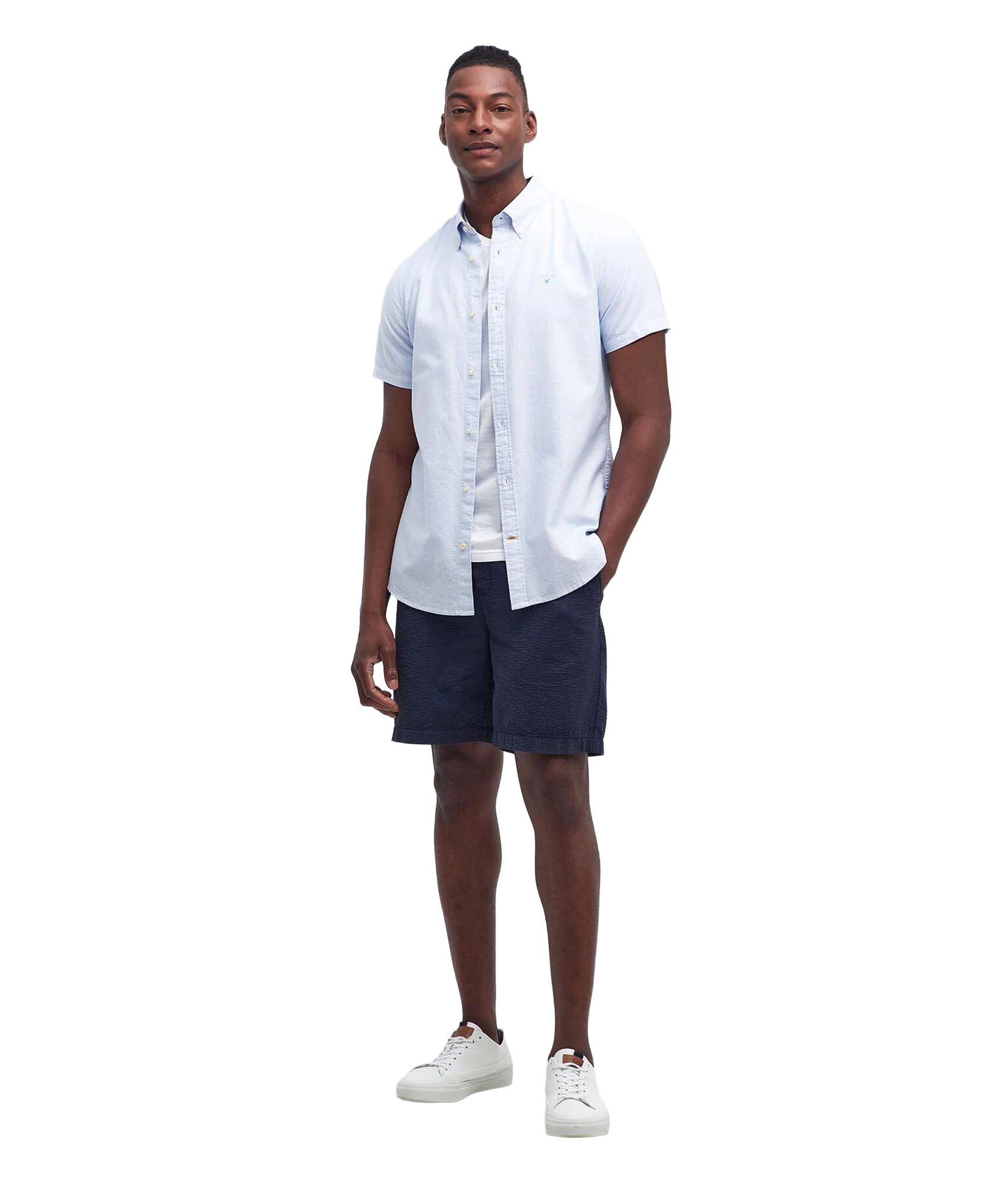 Striped Oxtown S/S Tailored Shirt - Sky Blue - Image 2