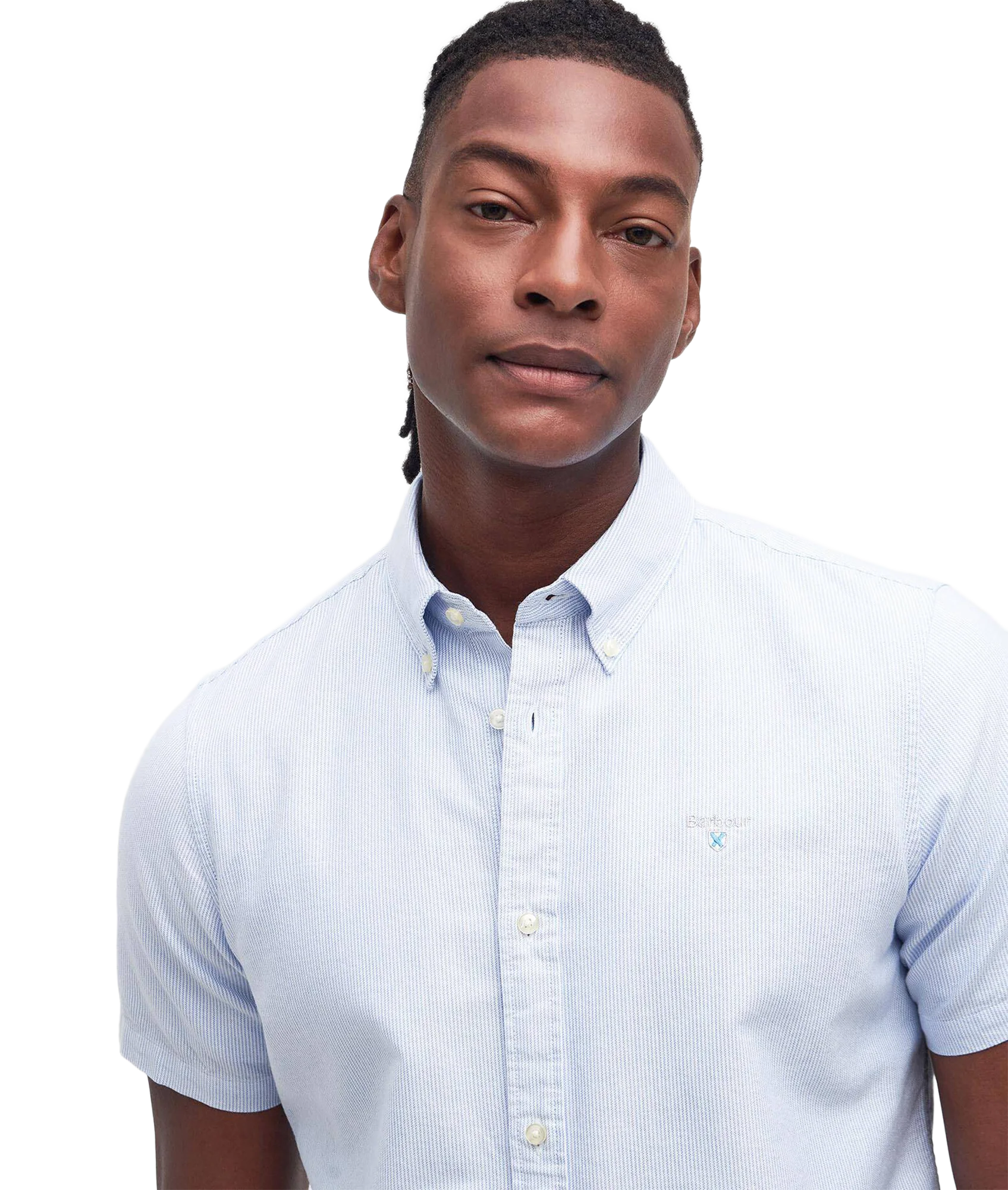 Striped Oxtown S/S Tailored Shirt - Sky Blue - Image 3