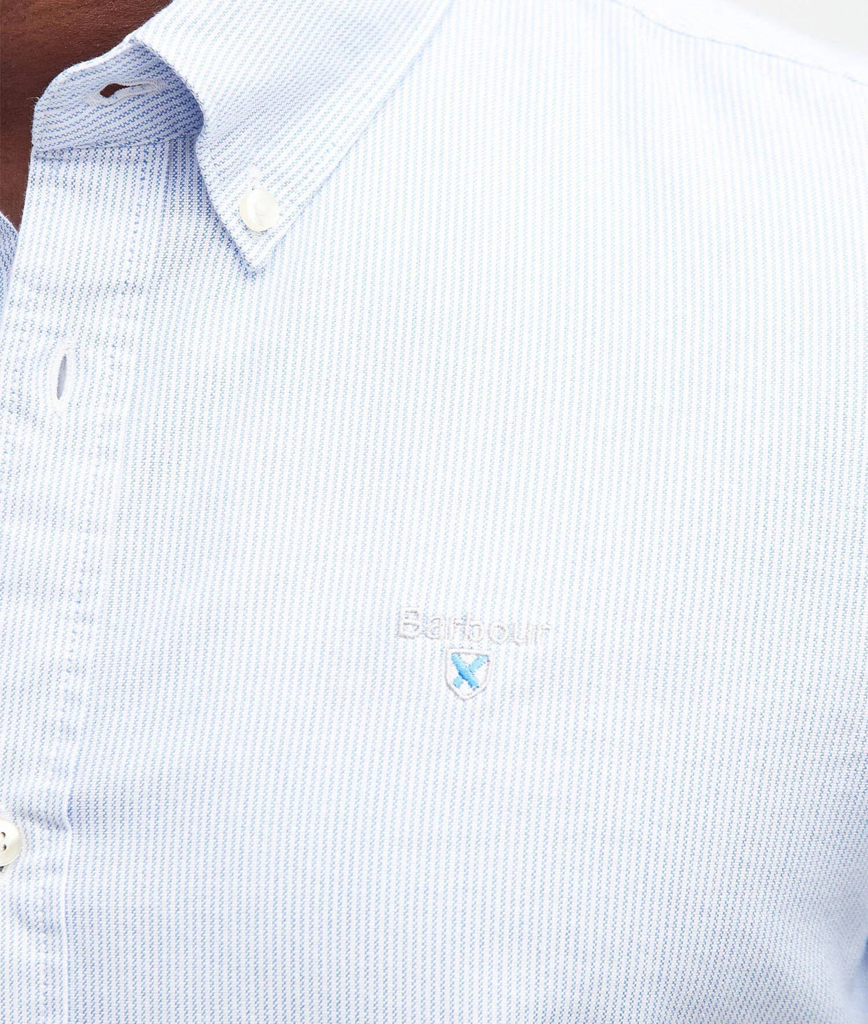 Striped Oxtown S/S Tailored Shirt - Sky Blue - Image 4