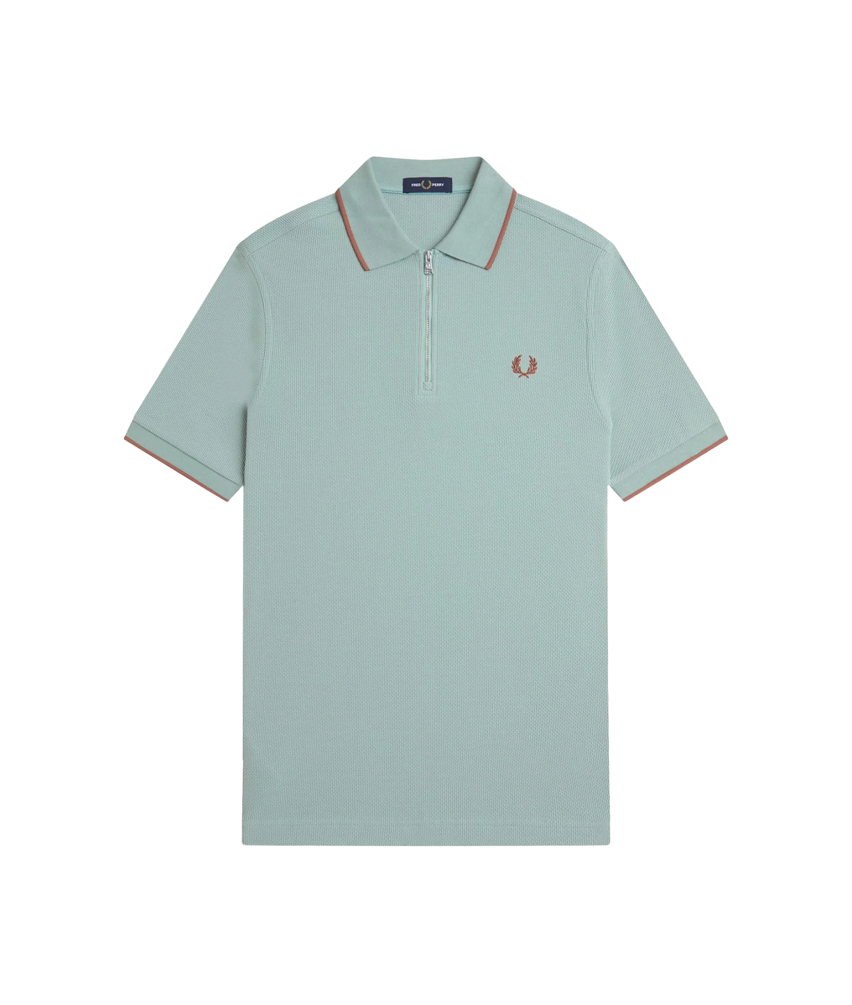 Textured Zip Polo - Blue