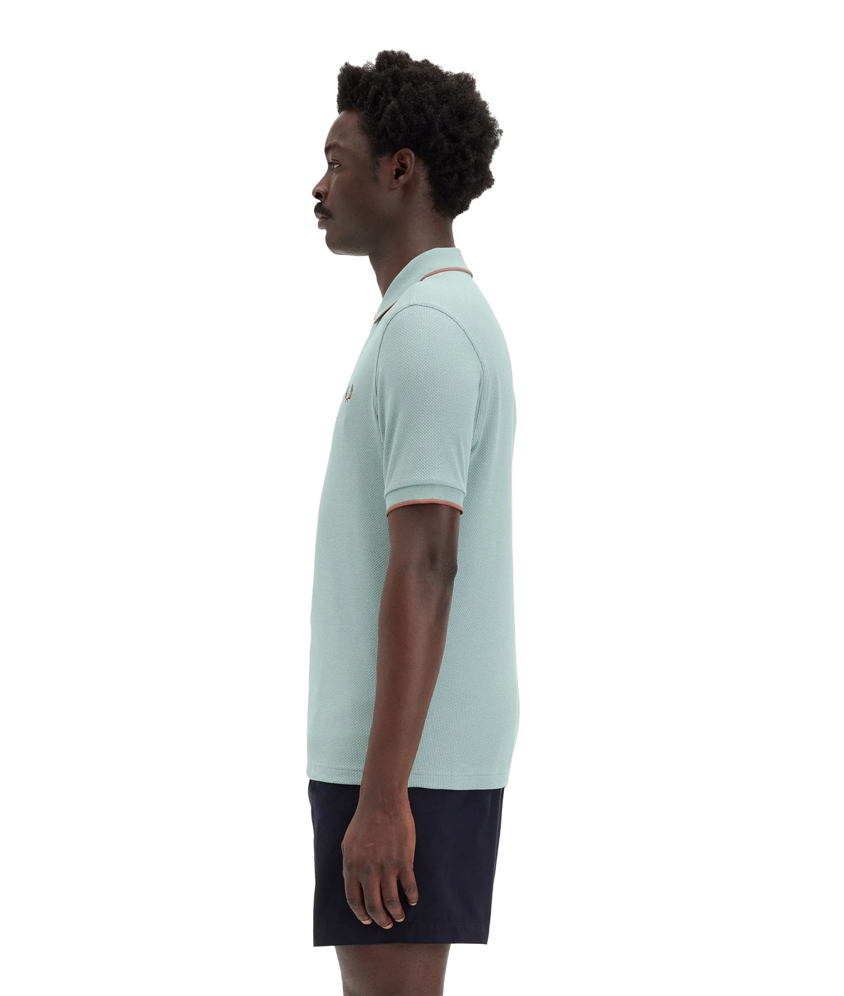 Textured Zip Polo - Blue - Image 4