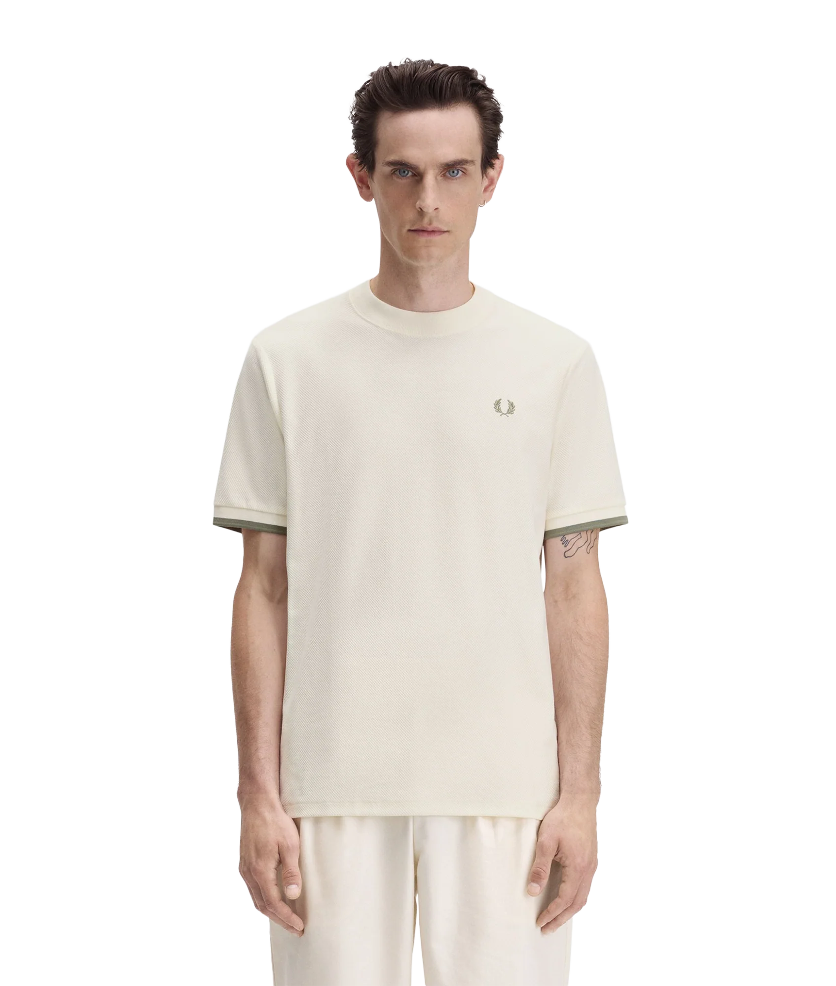 Tipped Cuff Pique Shirt - Light Ecru - Image 4