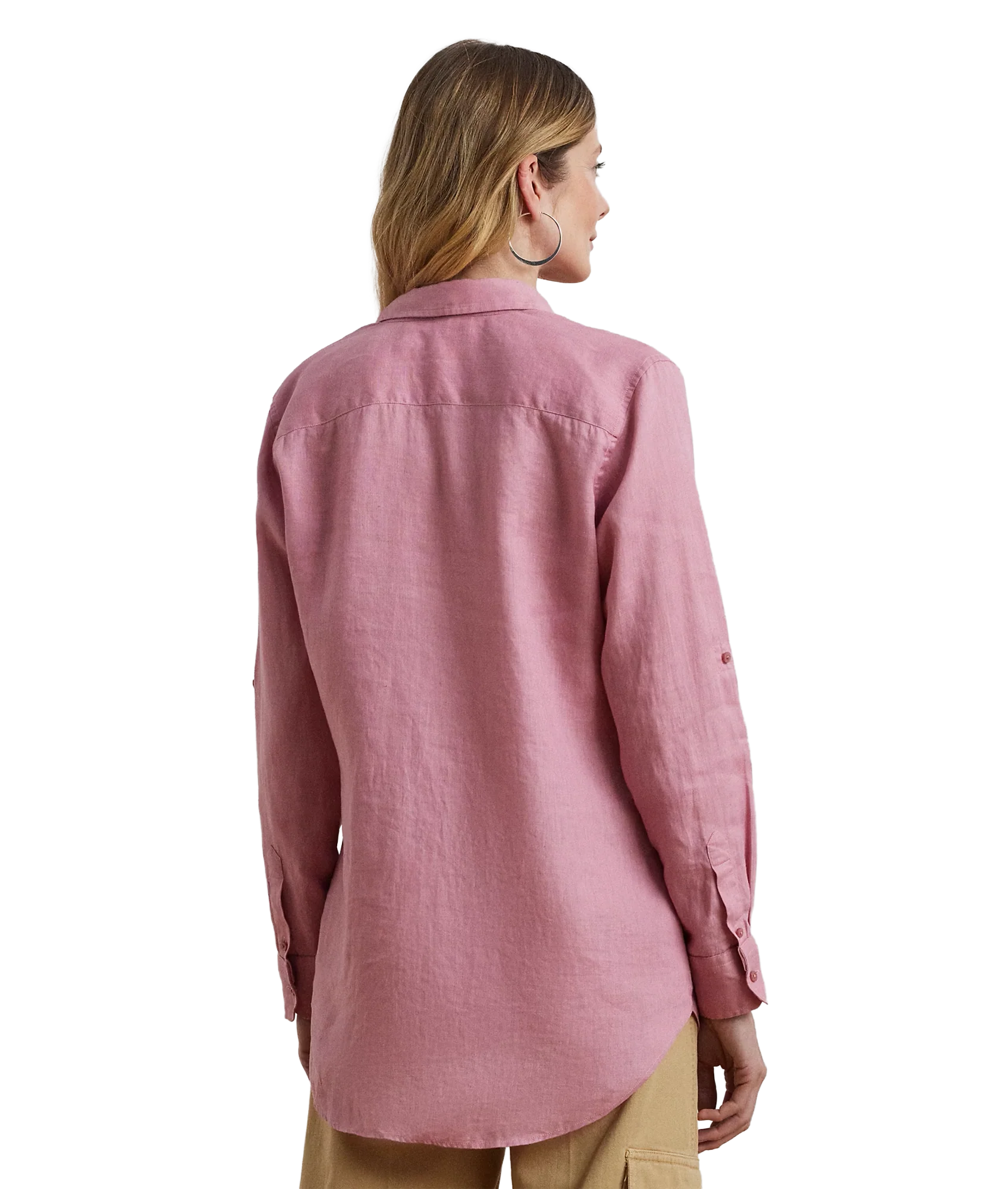 Relaxed Fit Linen Shirt - Pink - Image 3