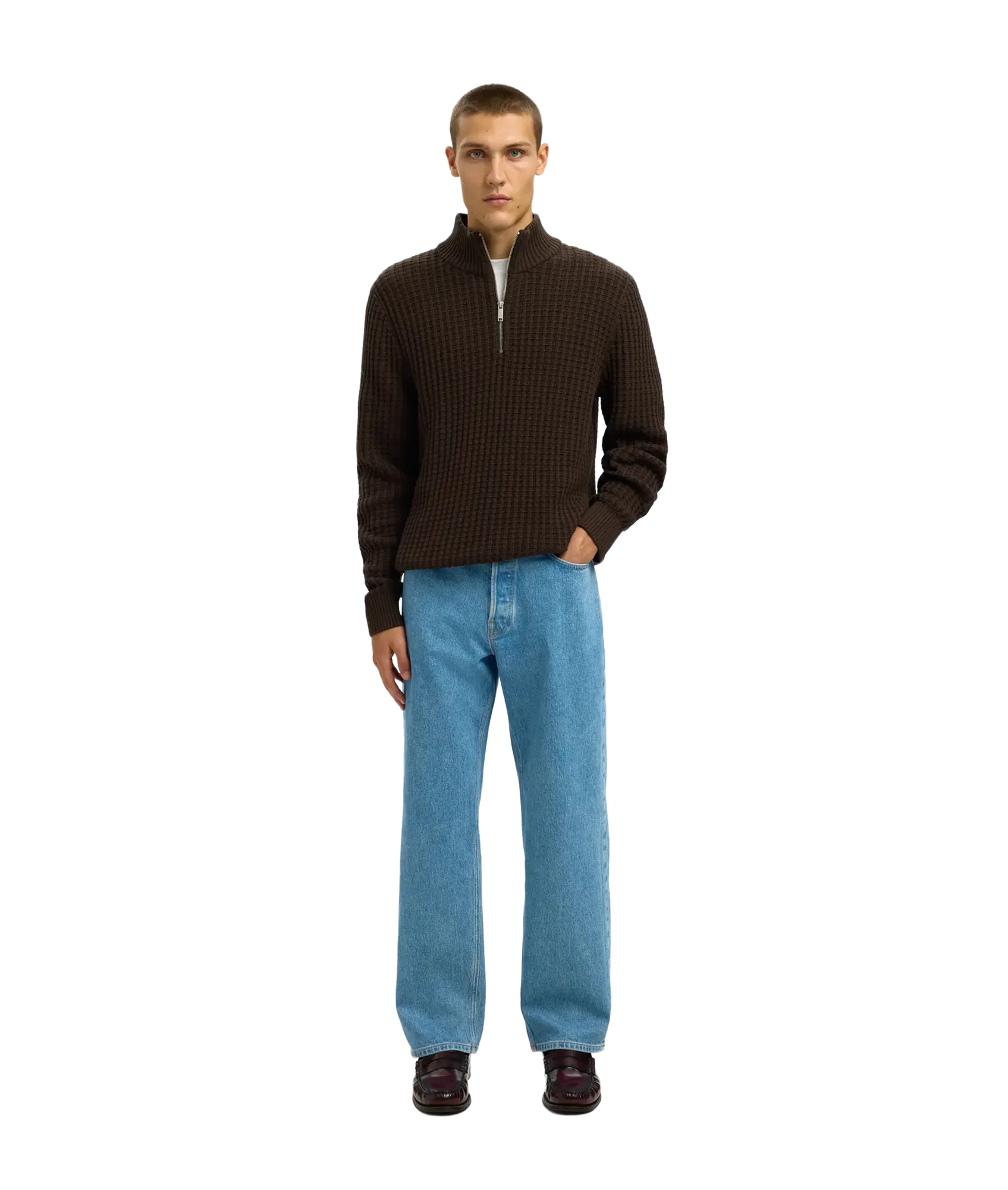 Tom Ls Knit Structure Half Zip - Delicioso - Image 4
