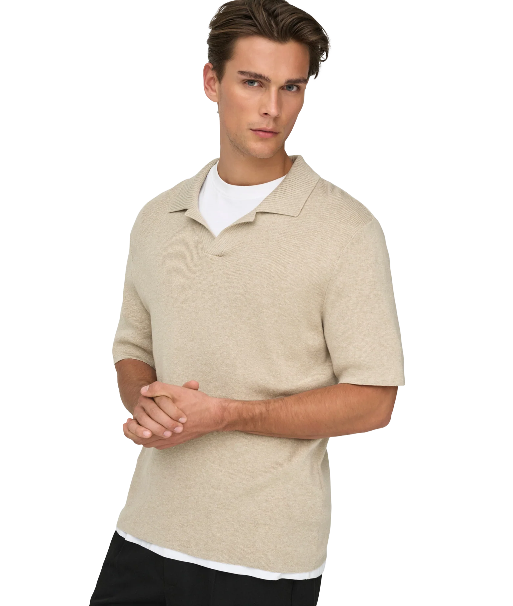 Travis Reg 12 Ss Mel Knit - Grey - Image 4