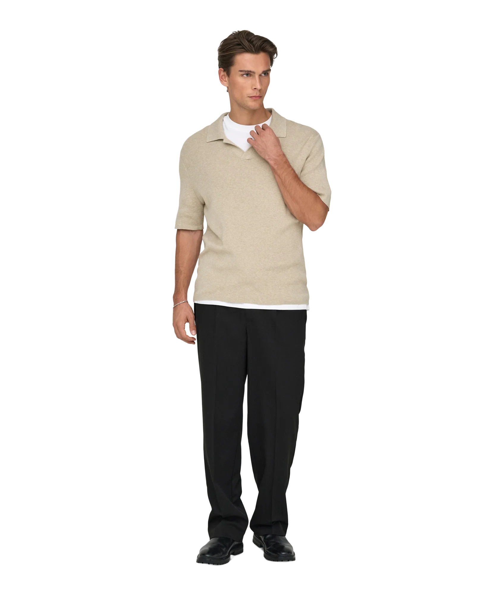 Travis Reg 12 Ss Mel Knit - Grey - Image 5