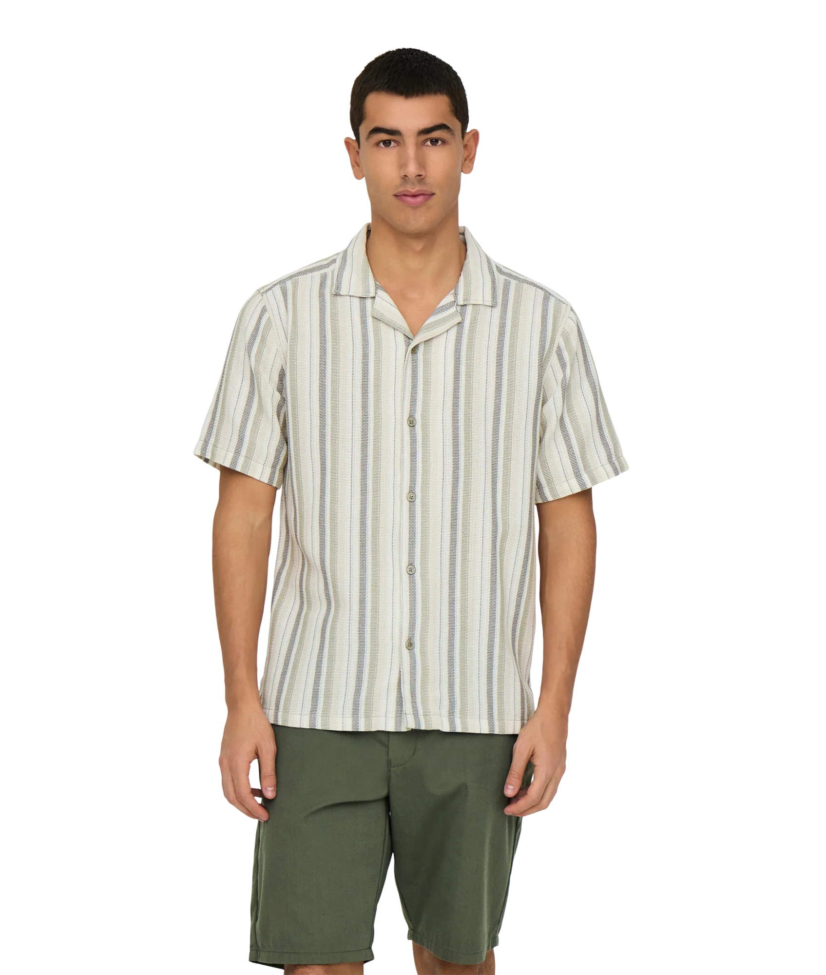 Trev Life Reg Stripe Ss Shirt - Green - Image 4