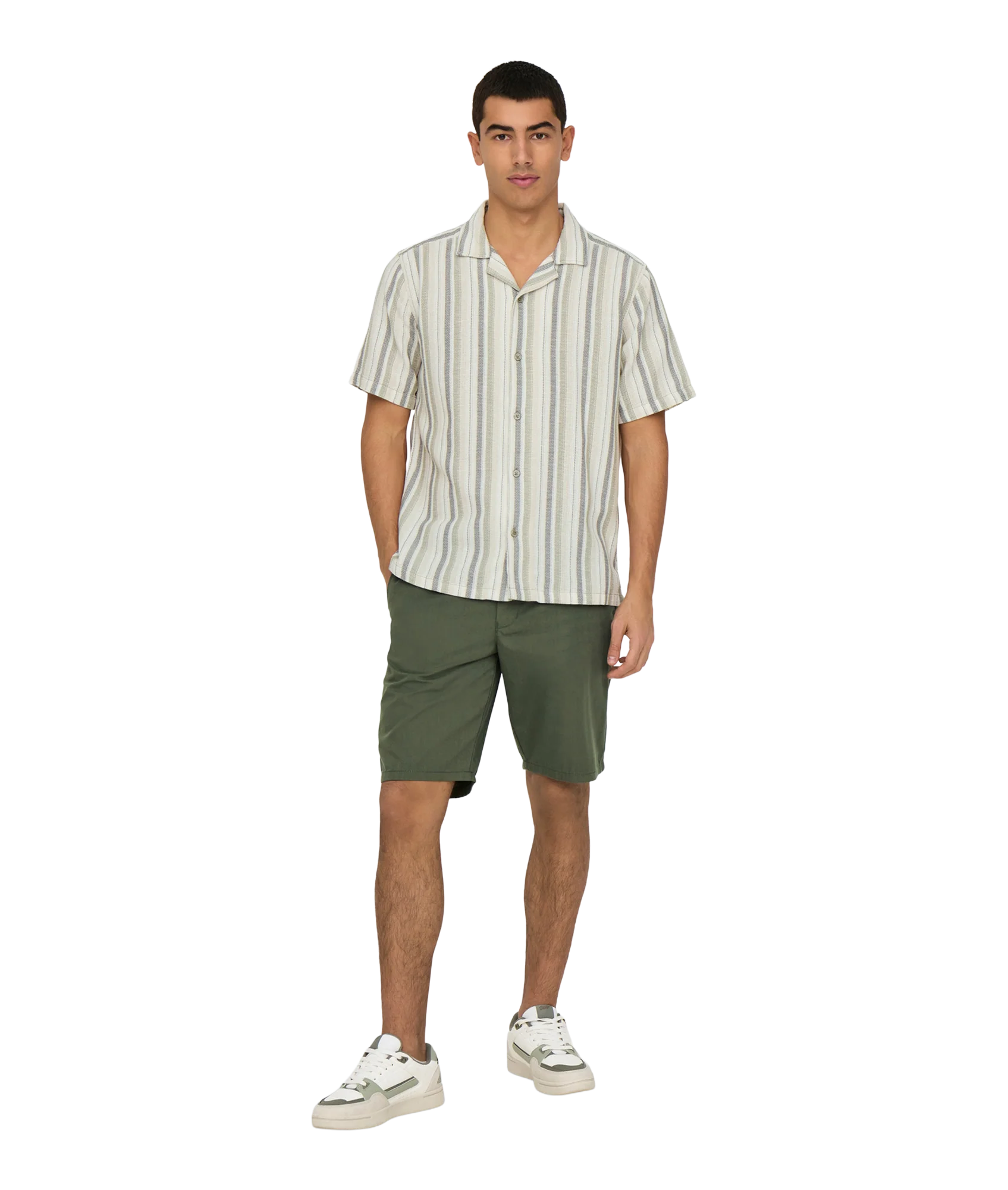 Trev Life Reg Stripe Ss Shirt - Green - Image 6