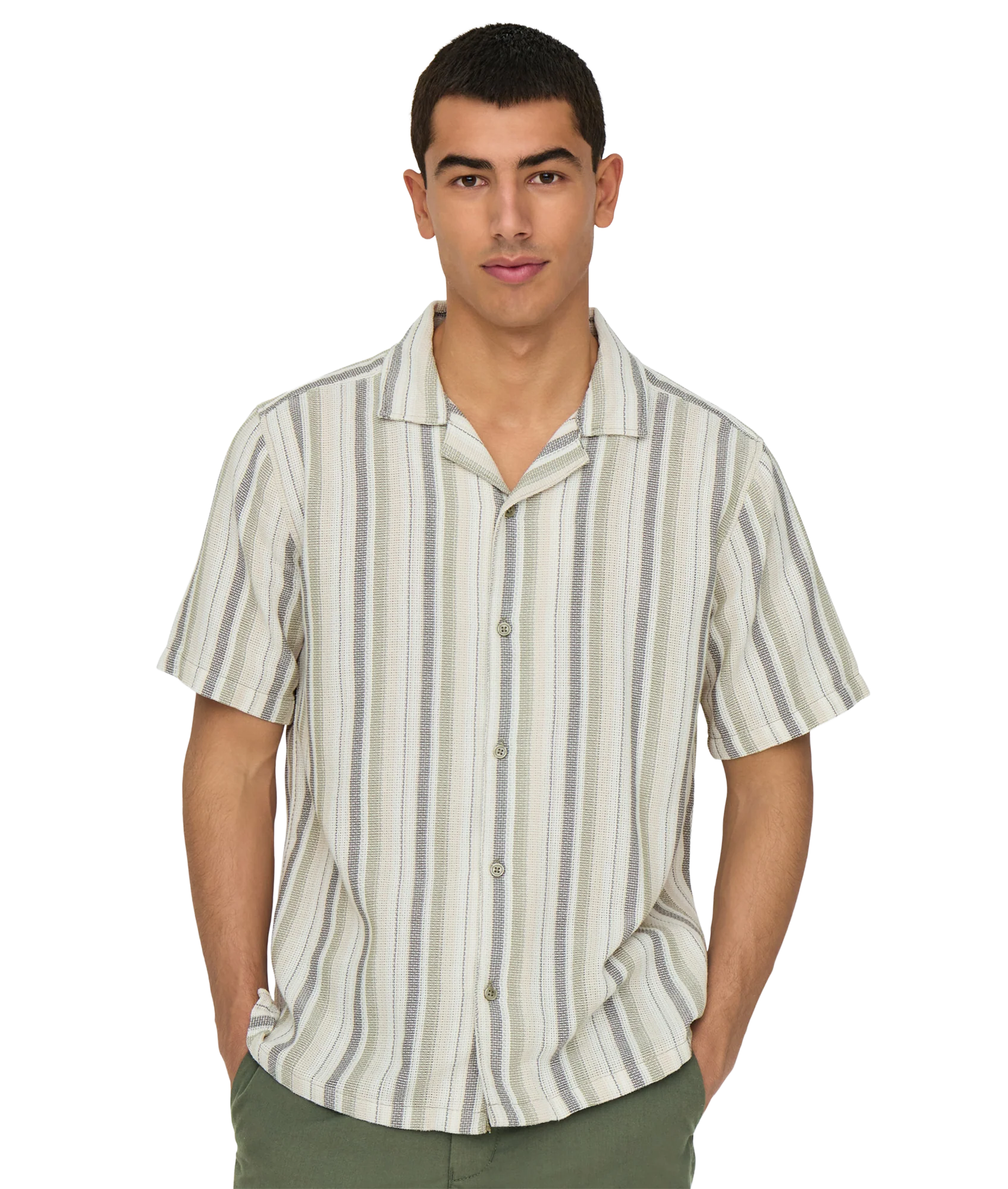 Trev Life Reg Stripe Ss Shirt - Green - Image 7