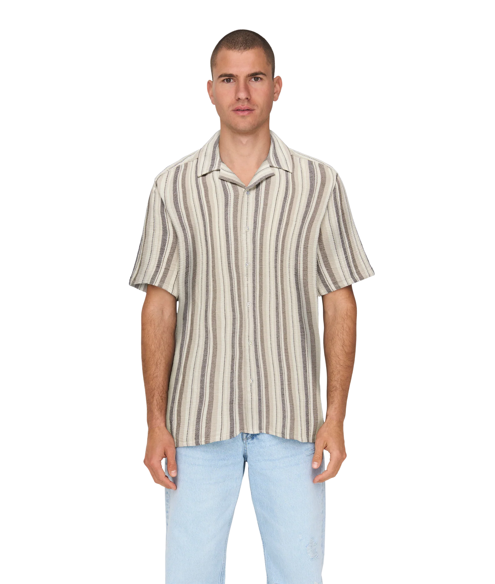 Trev Life Reg Stripe Ss Shirt - White - Image 4
