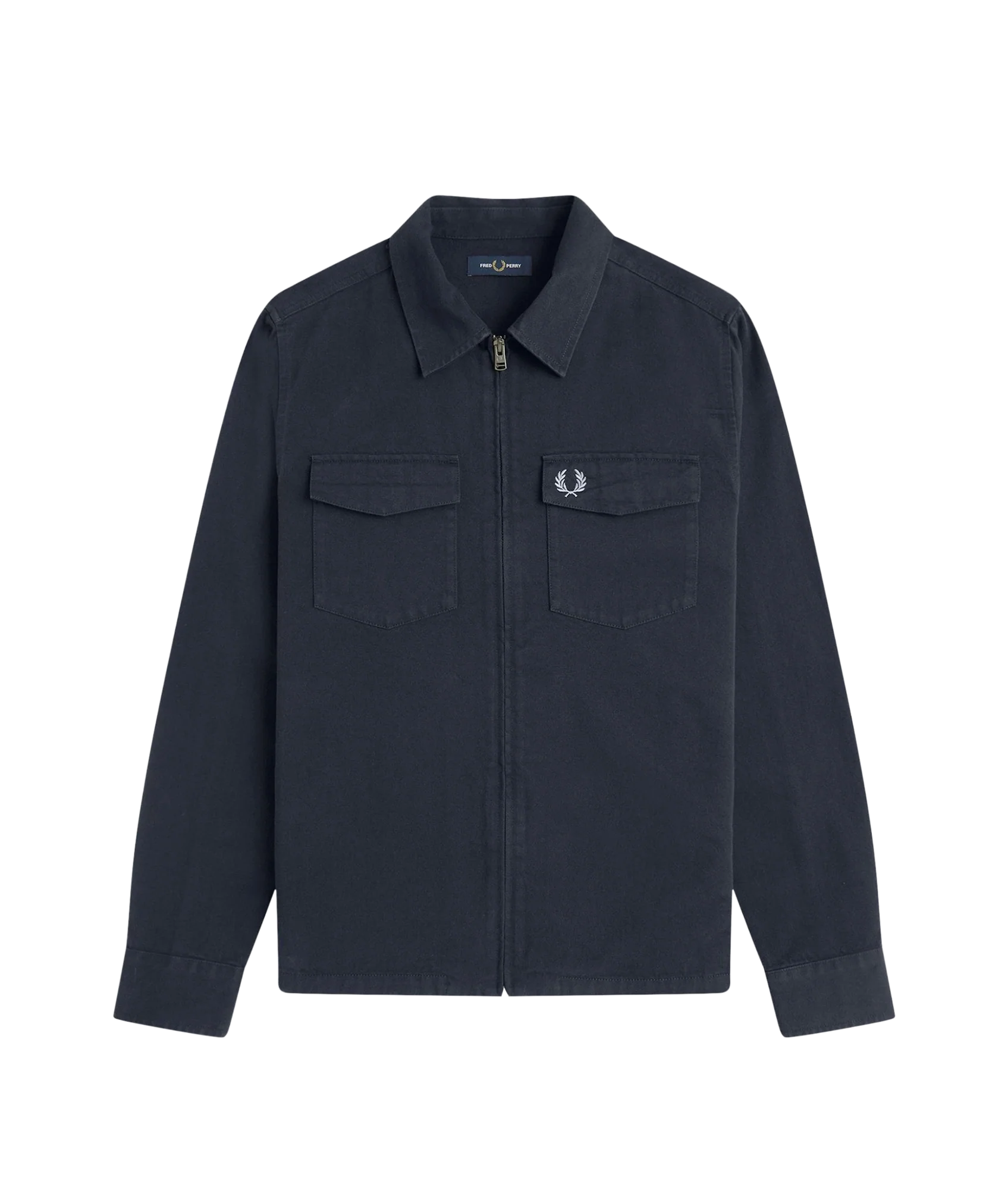Twill Zip Through Overshirt - Navy