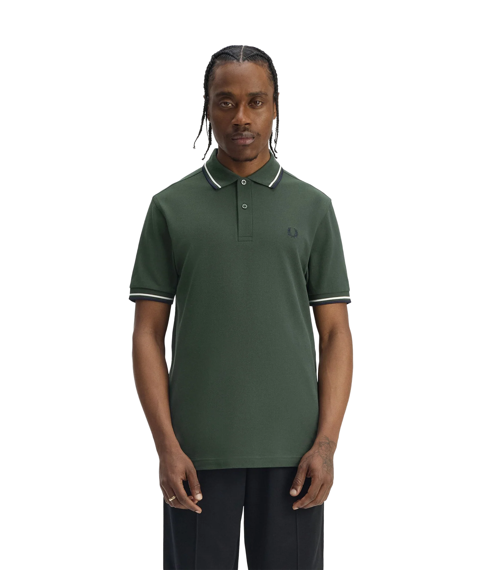 Twin Tipped Fred Perry Shirt - Crtgrn/Snwt/Nvy - Image 3