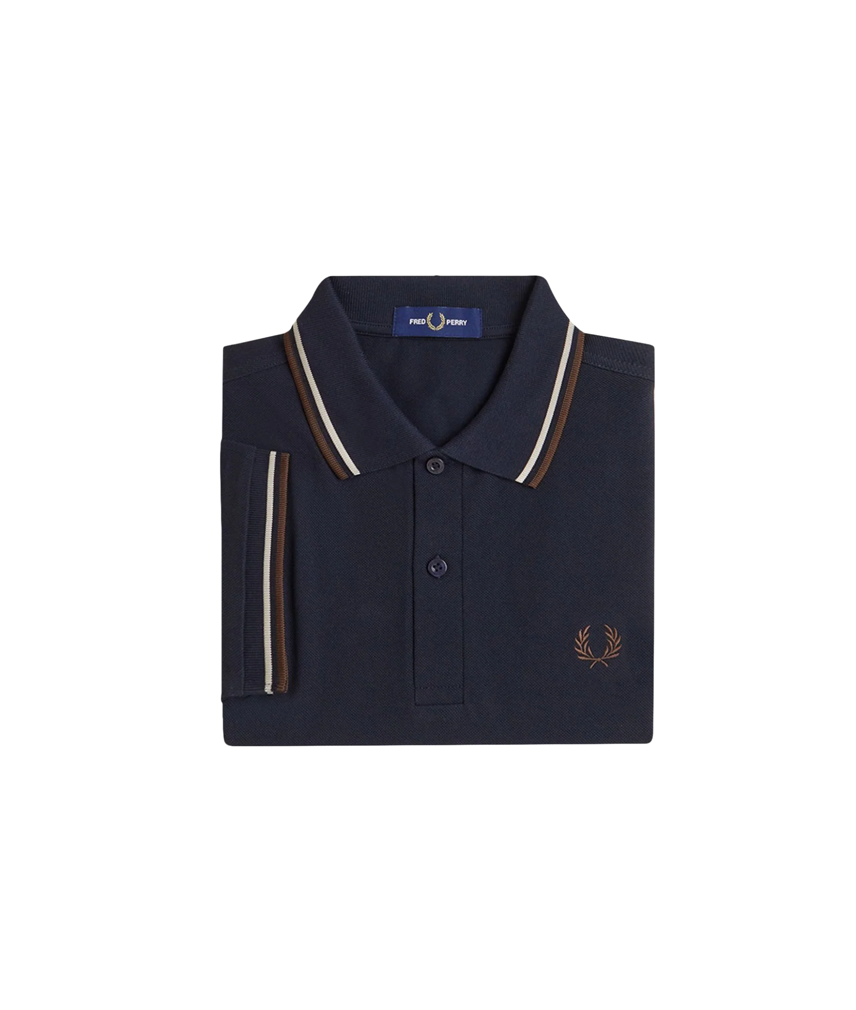 Twin Tipped Fred Perry Shirt - Navy/Woat/Bntob - Image 3