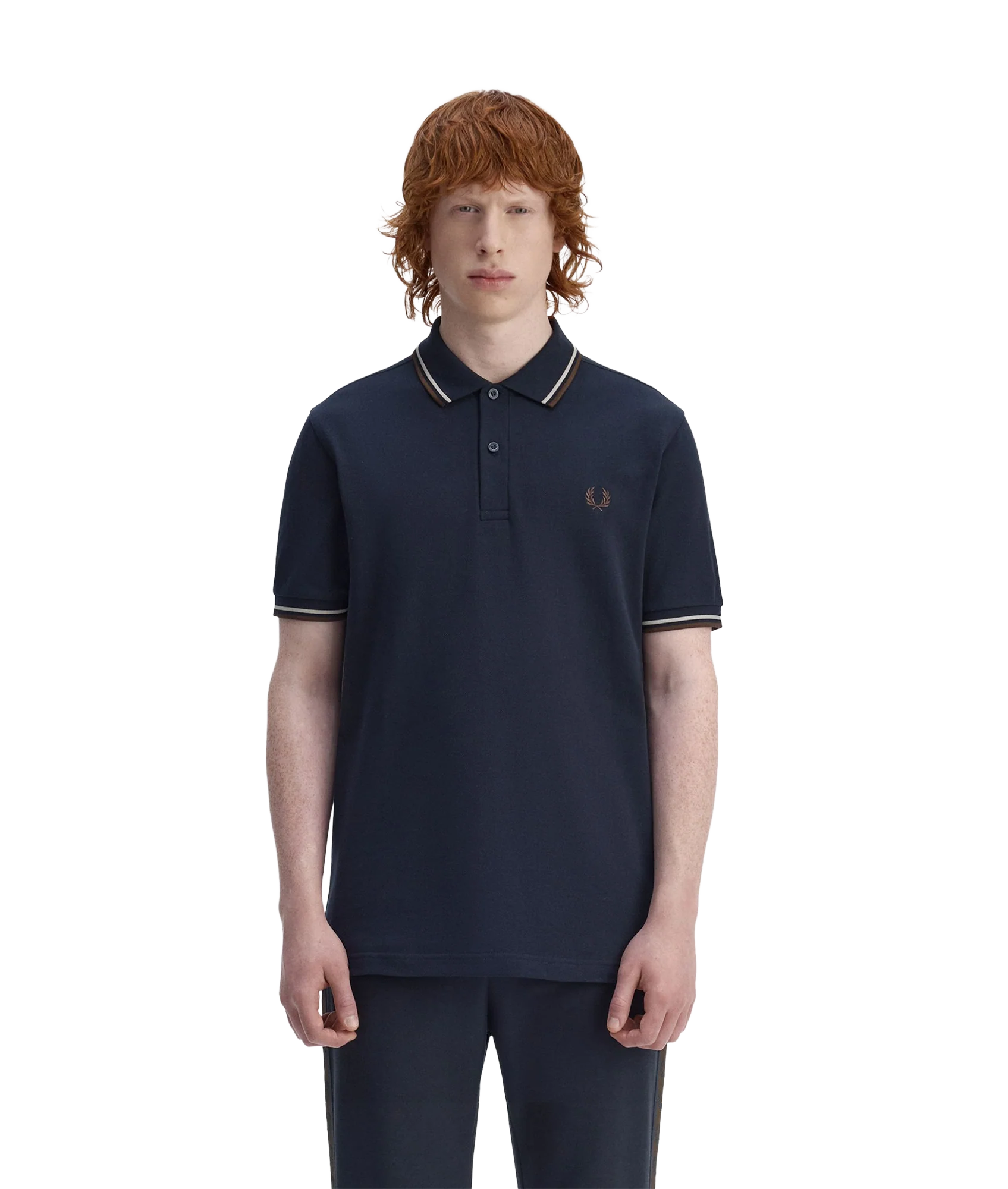 Twin Tipped Fred Perry Shirt - Navy/Woat/Bntob - Image 4